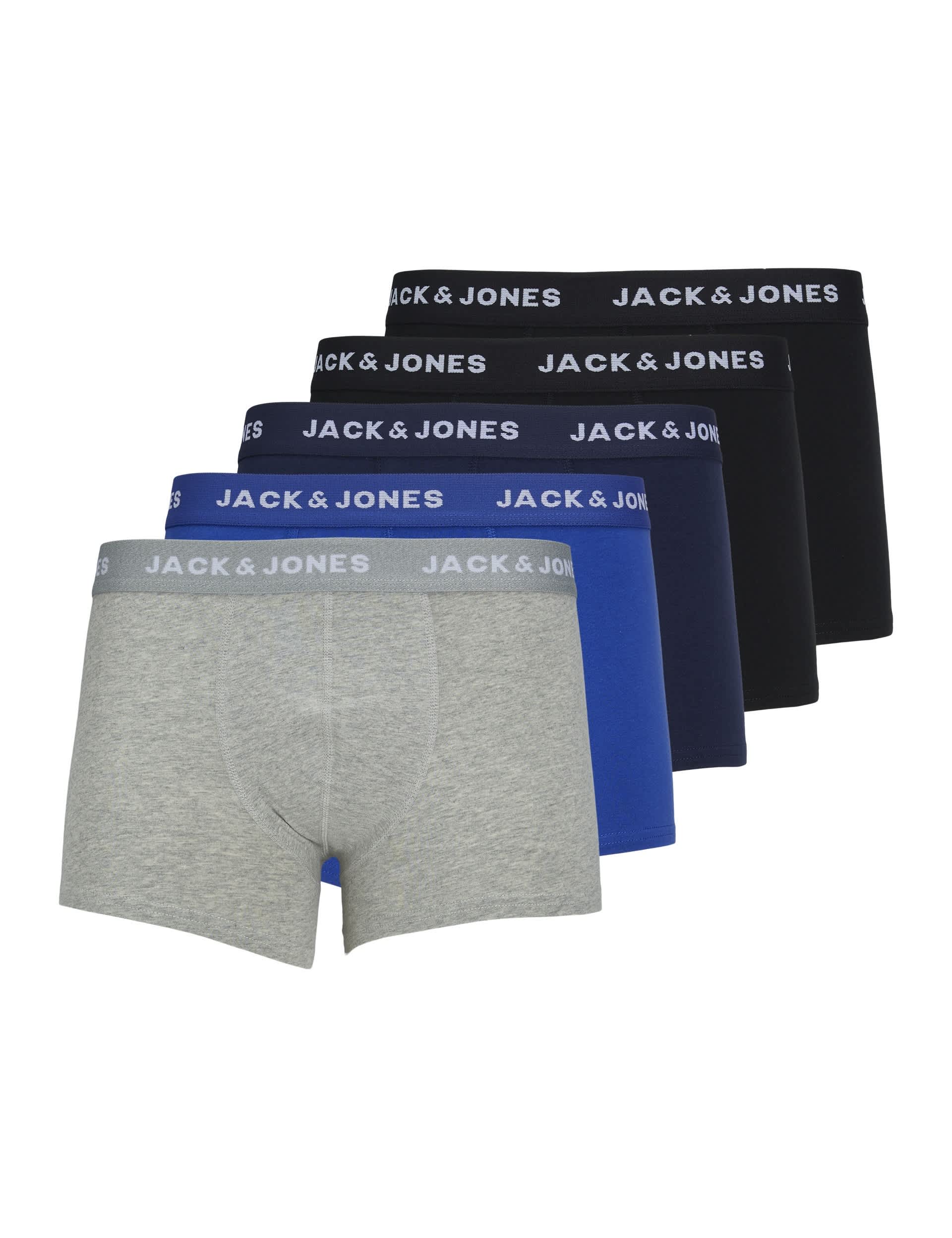 Jack & Jones Men's 5pk Cotton Rich Trunks - L - Black Mix, Black Mix