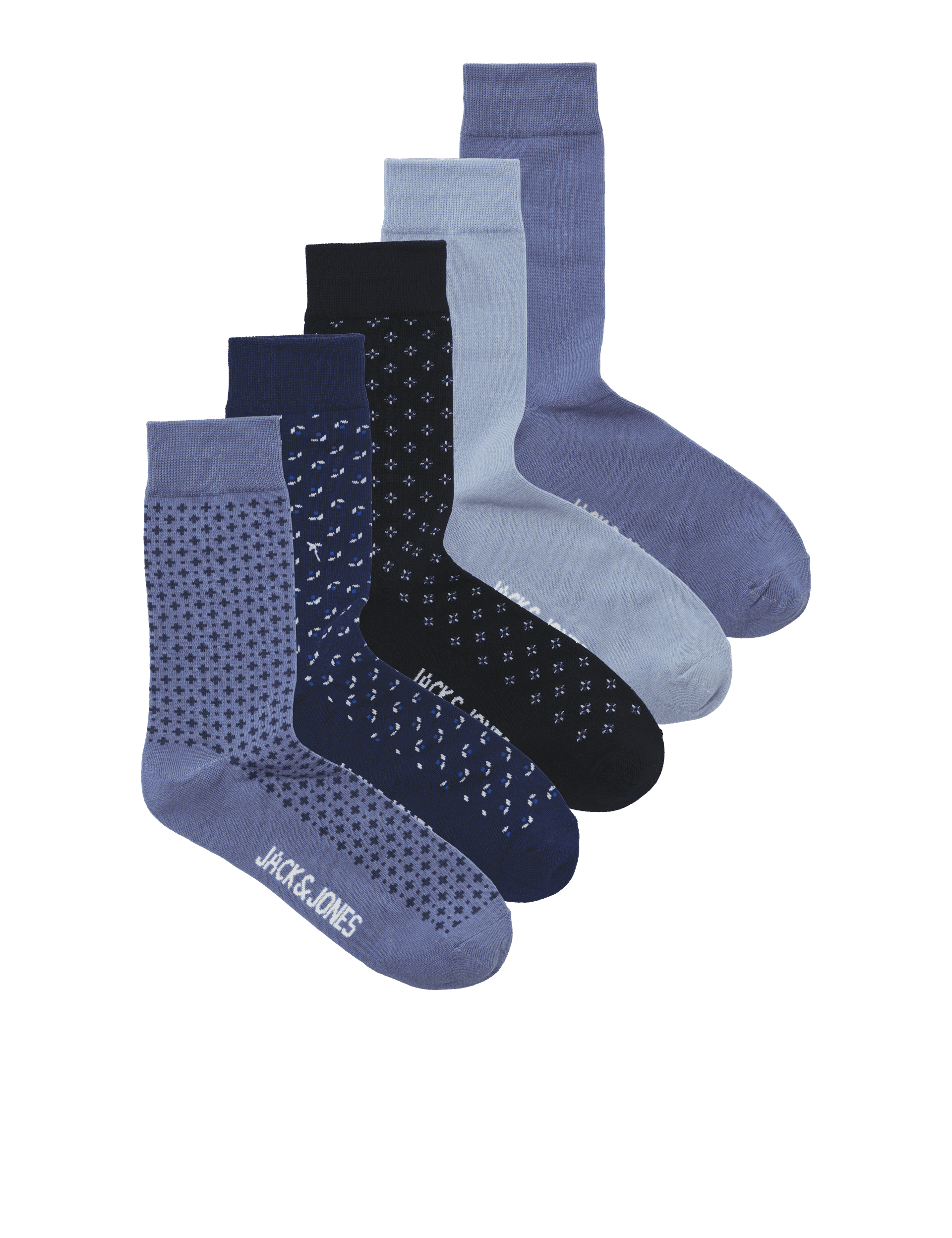 Jack & Jones Men's 5 pk Cotton Rich Patterned Socks