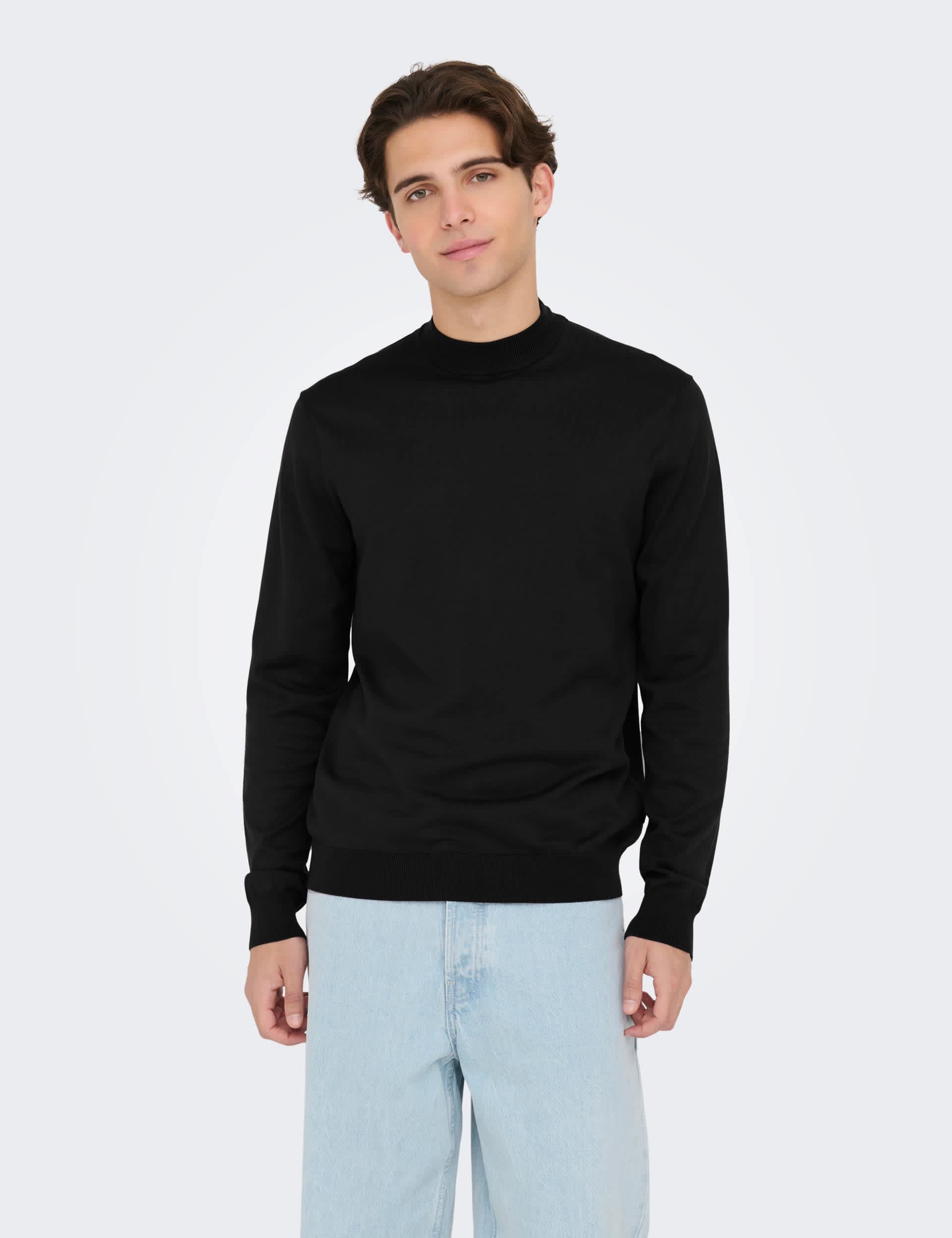 Only & Sons Men's Long Sleeve Jumper - Black, Black,Green