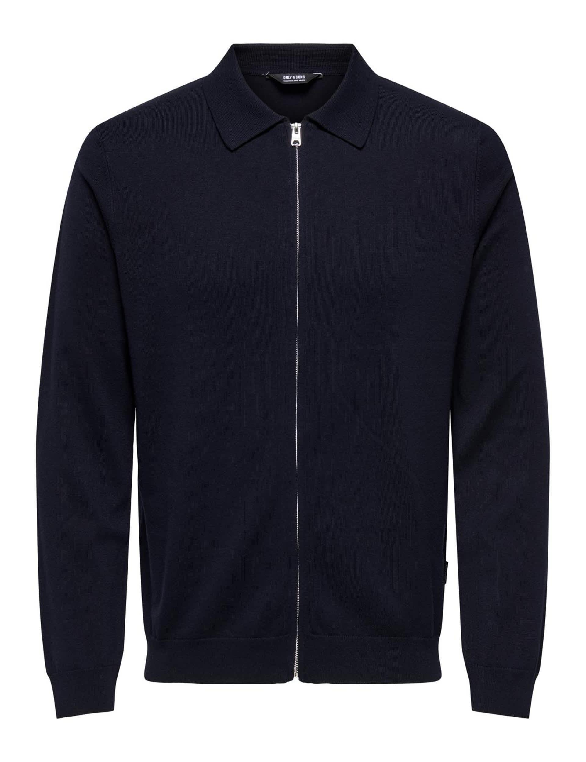 Only & Sons Men's Zip Up Jumper - L - Navy, Navy,Burgundy