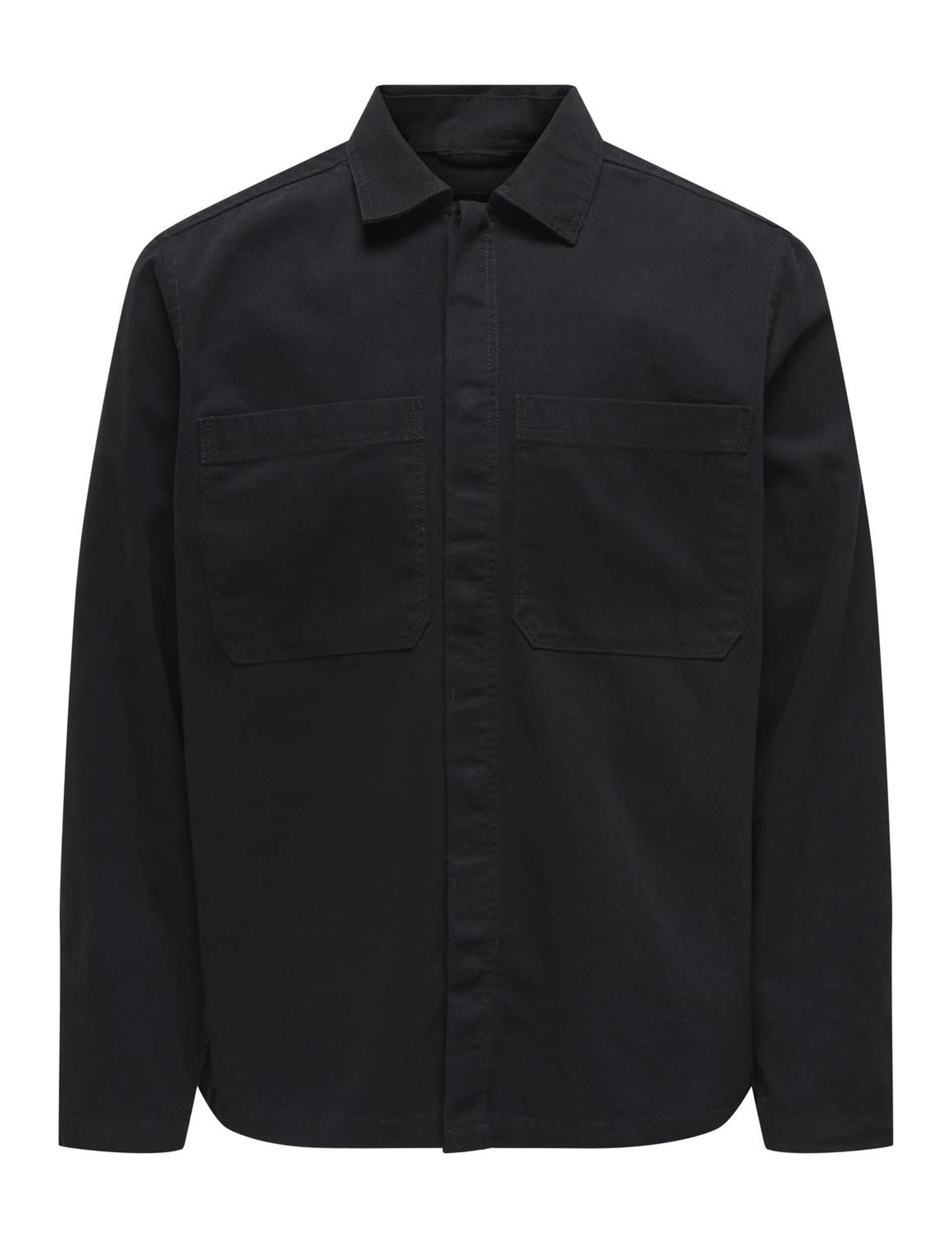 Only & Sons Men's Pure Cotton Overshirt - L - Black, Green,Black