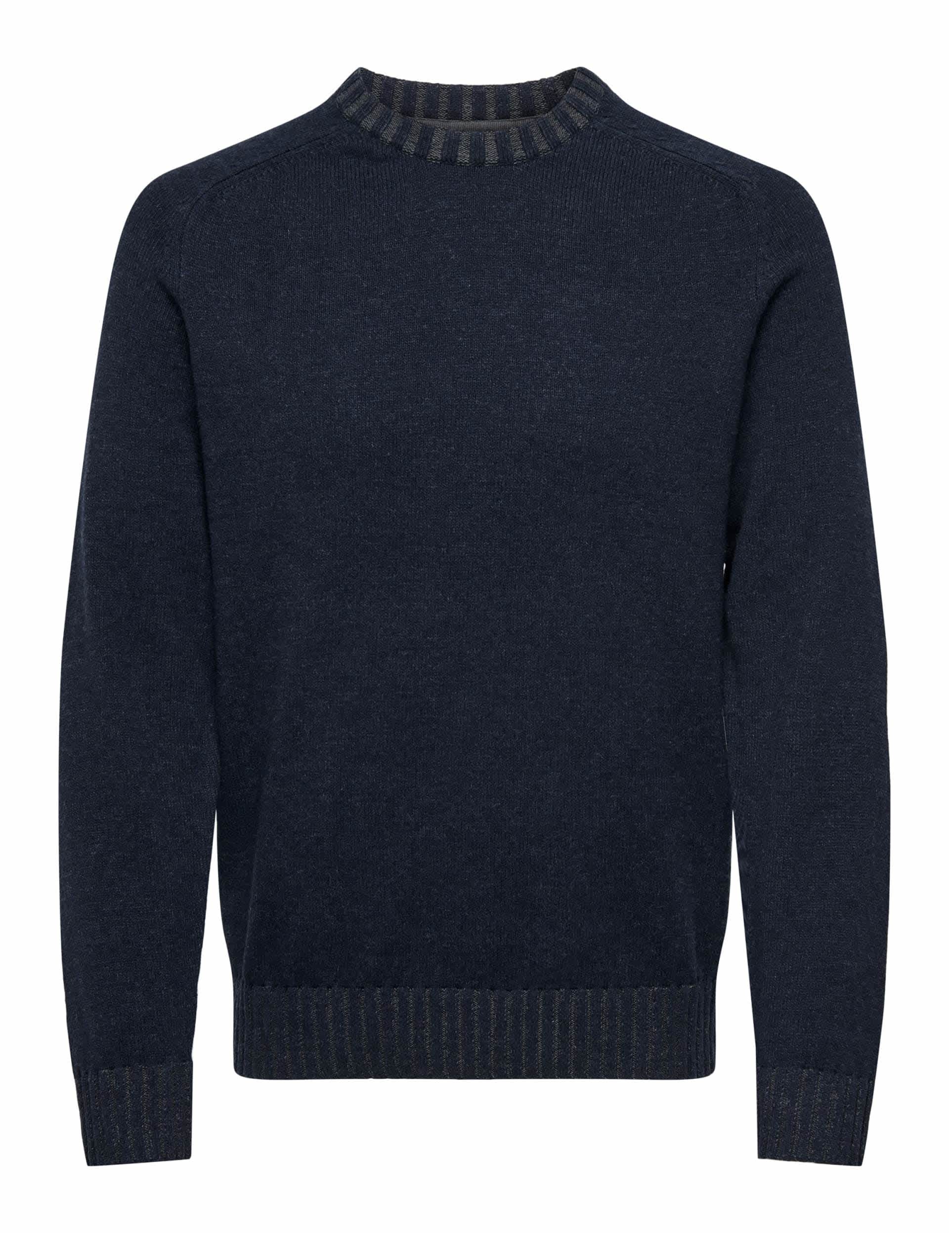 Only & Sons Men's Wool Blend Ribbed Crew Neck Jumper - Navy, Navy,Beige,Green