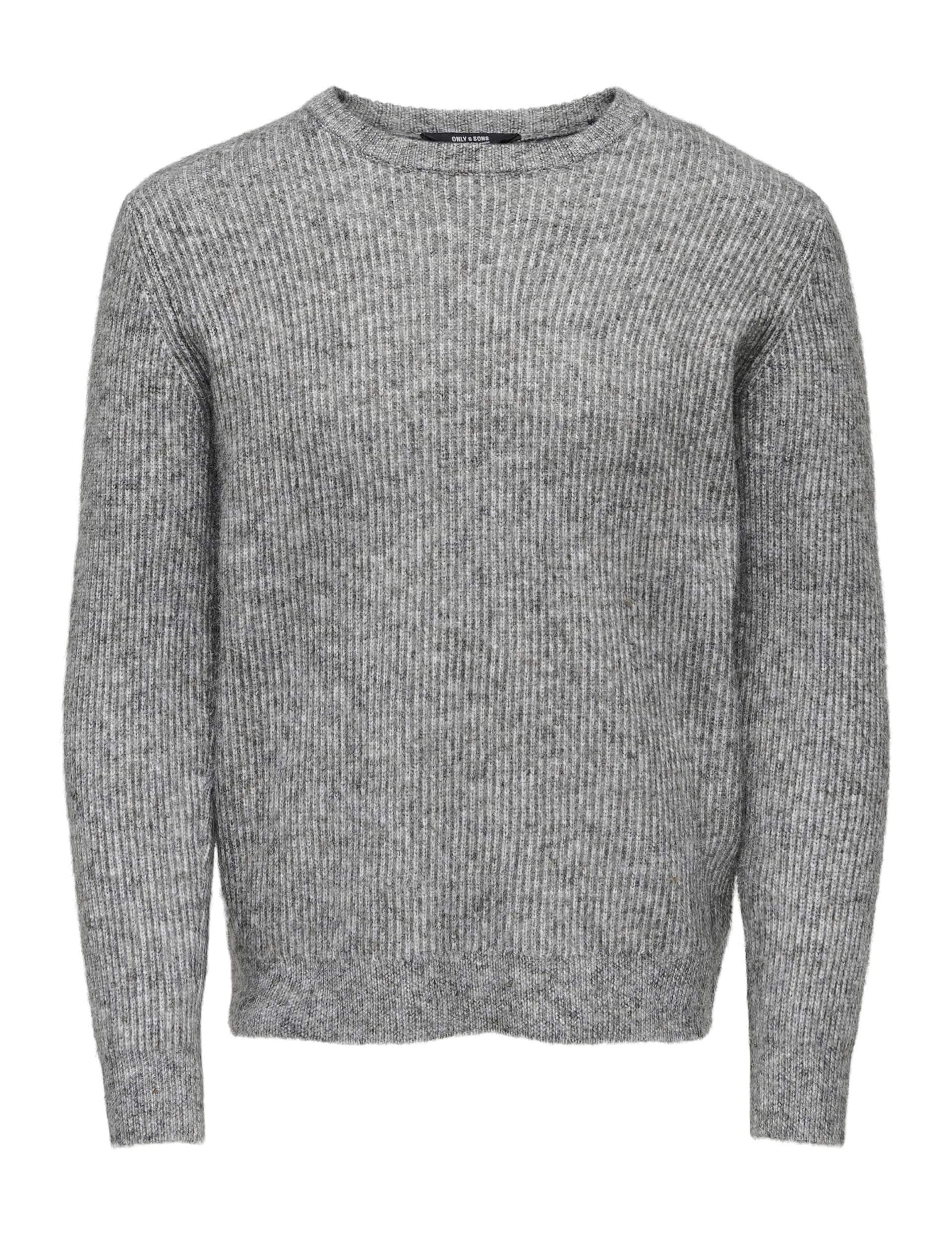 Only & Sons Men's Textured Crew Neck Jumper - L - Grey, Khaki,Grey