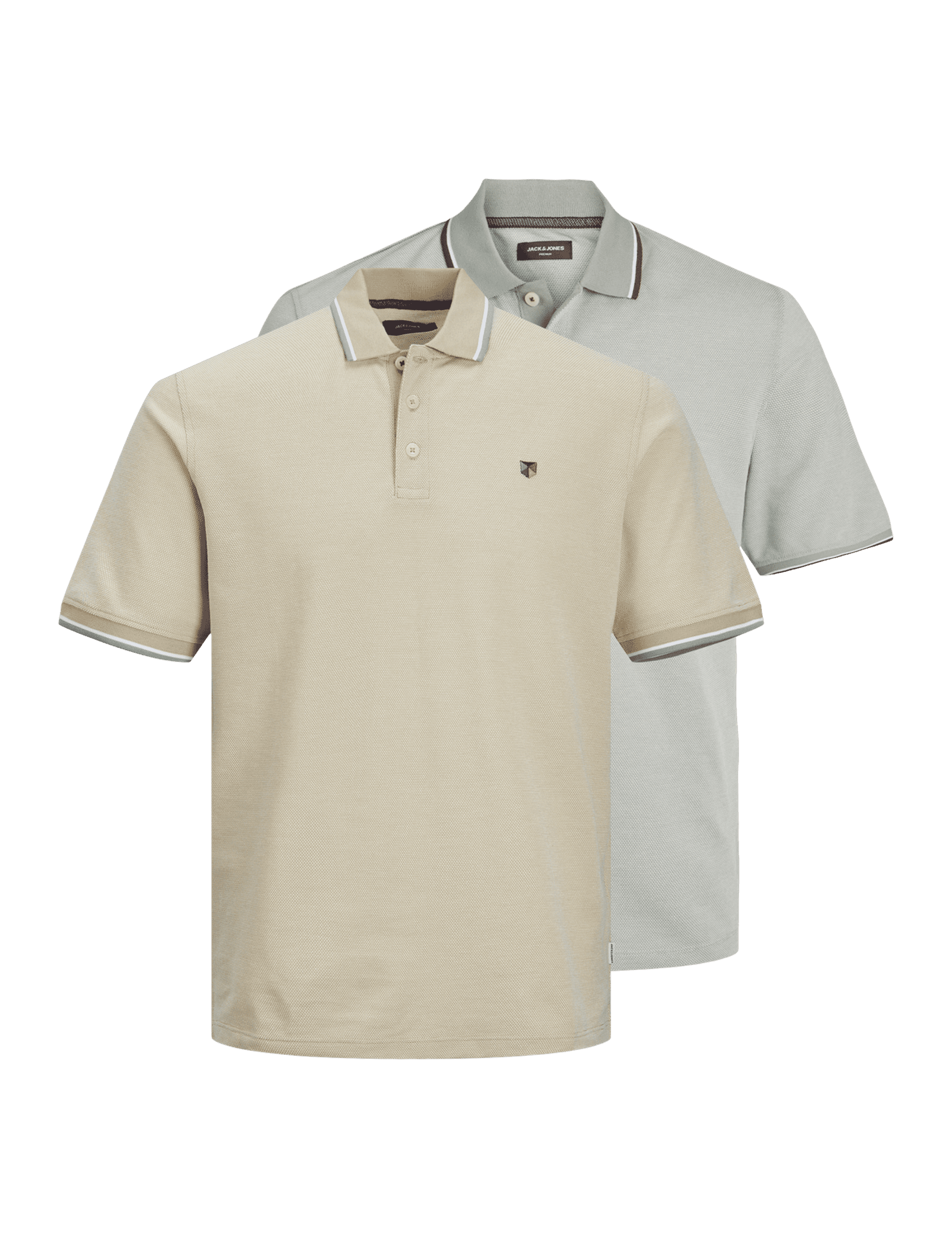 Jack & Jones Men's 2 Pack Cotton Blend Polo Shirts - Beige, Beige