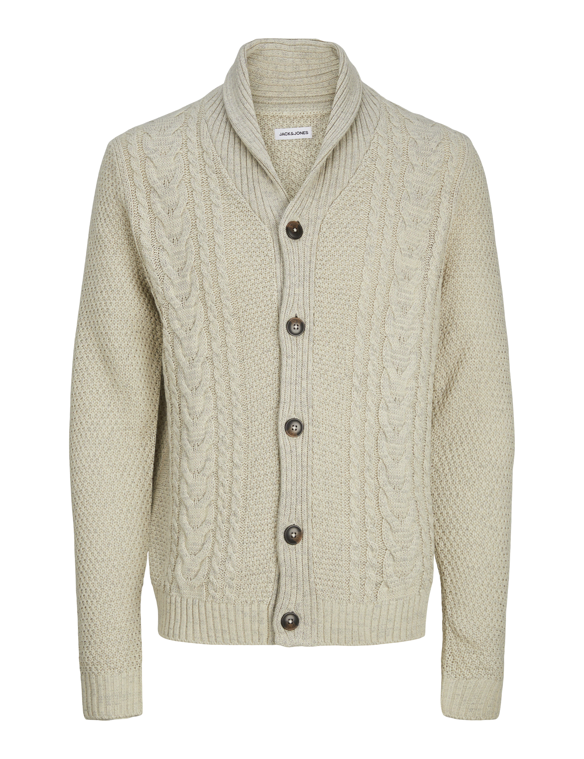 Jack & Jones Men's Cable Knit Shawl Collar Cardigan - White, White,Blue