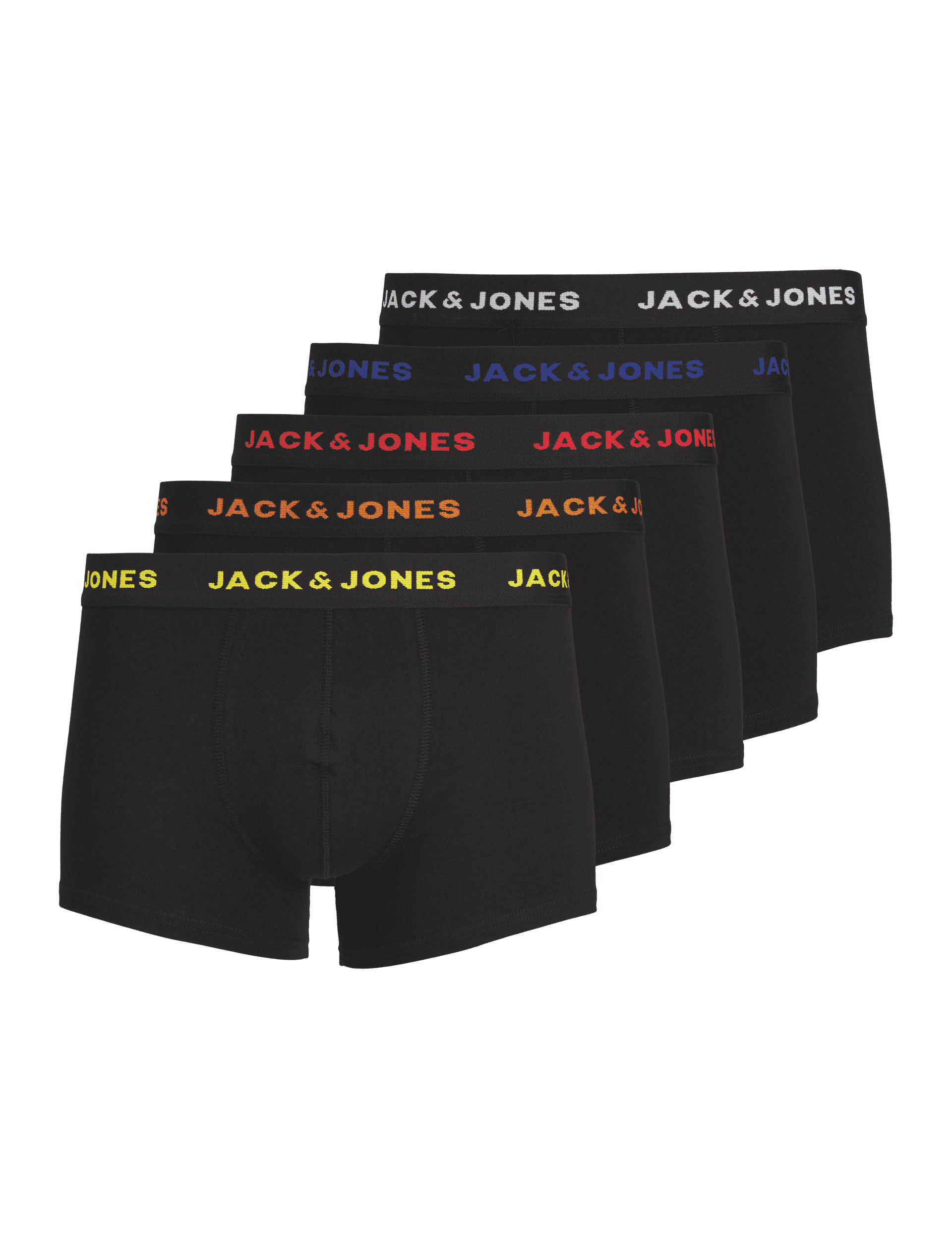 Jack & Jones Men's 5pk Cotton Rich Trunks - L - Black Mix, Black Mix