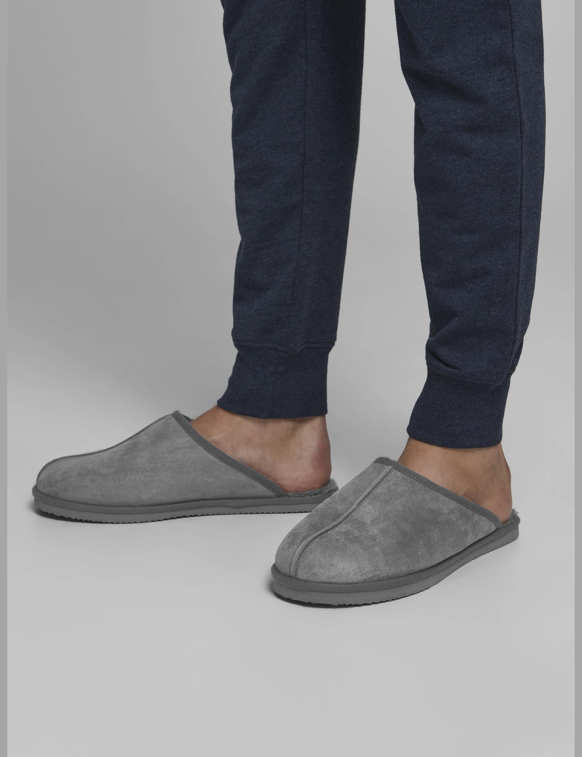 Jack & Jones Men's Faux Suede Mule Slippers - 9 - Grey, Grey