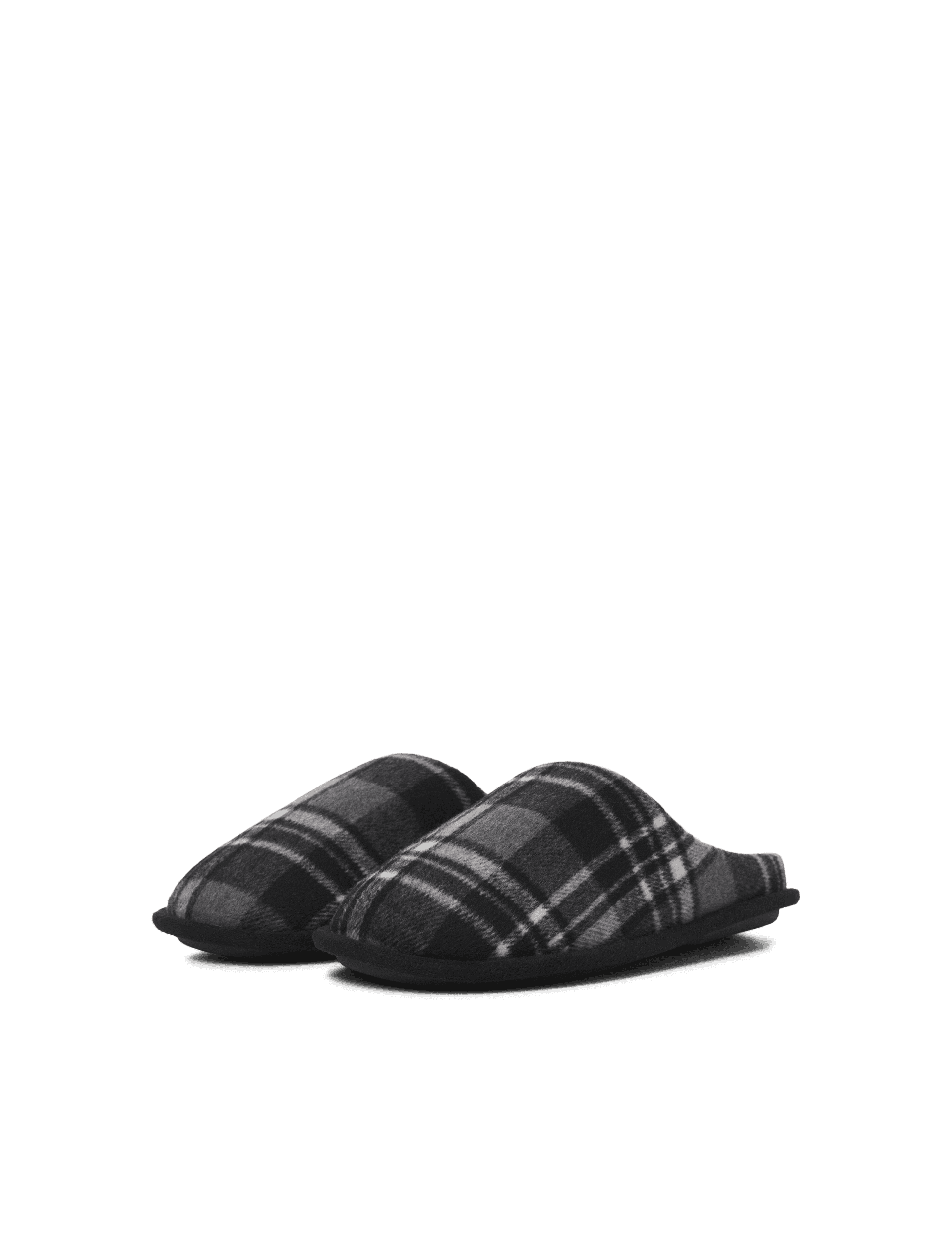 Jack & Jones Men's Checked Mule Slippers - 8 - Black Mix, Black Mix,Green Mix