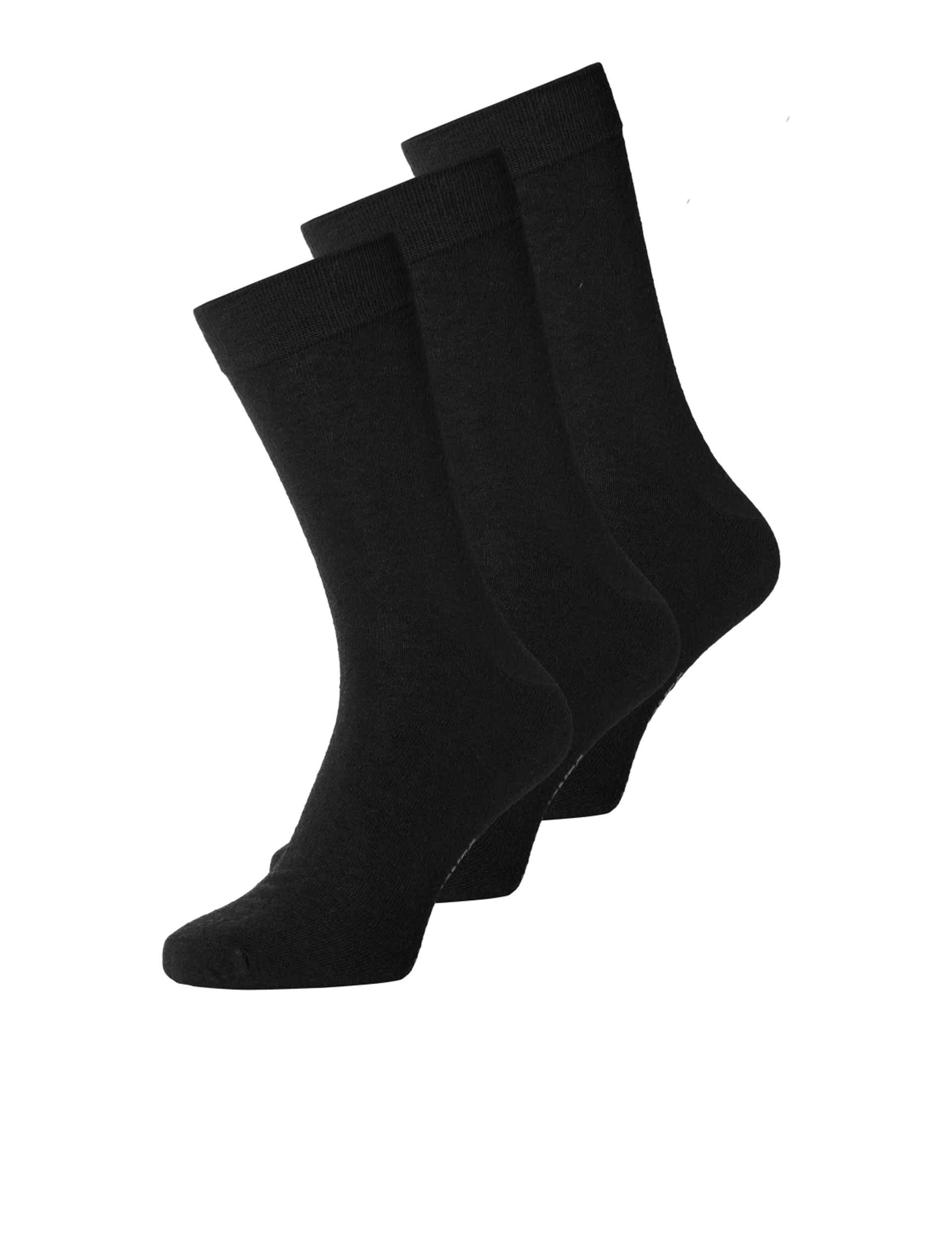 Jack & Jones Men's 3pk Wool Rich Socks - Black, Black