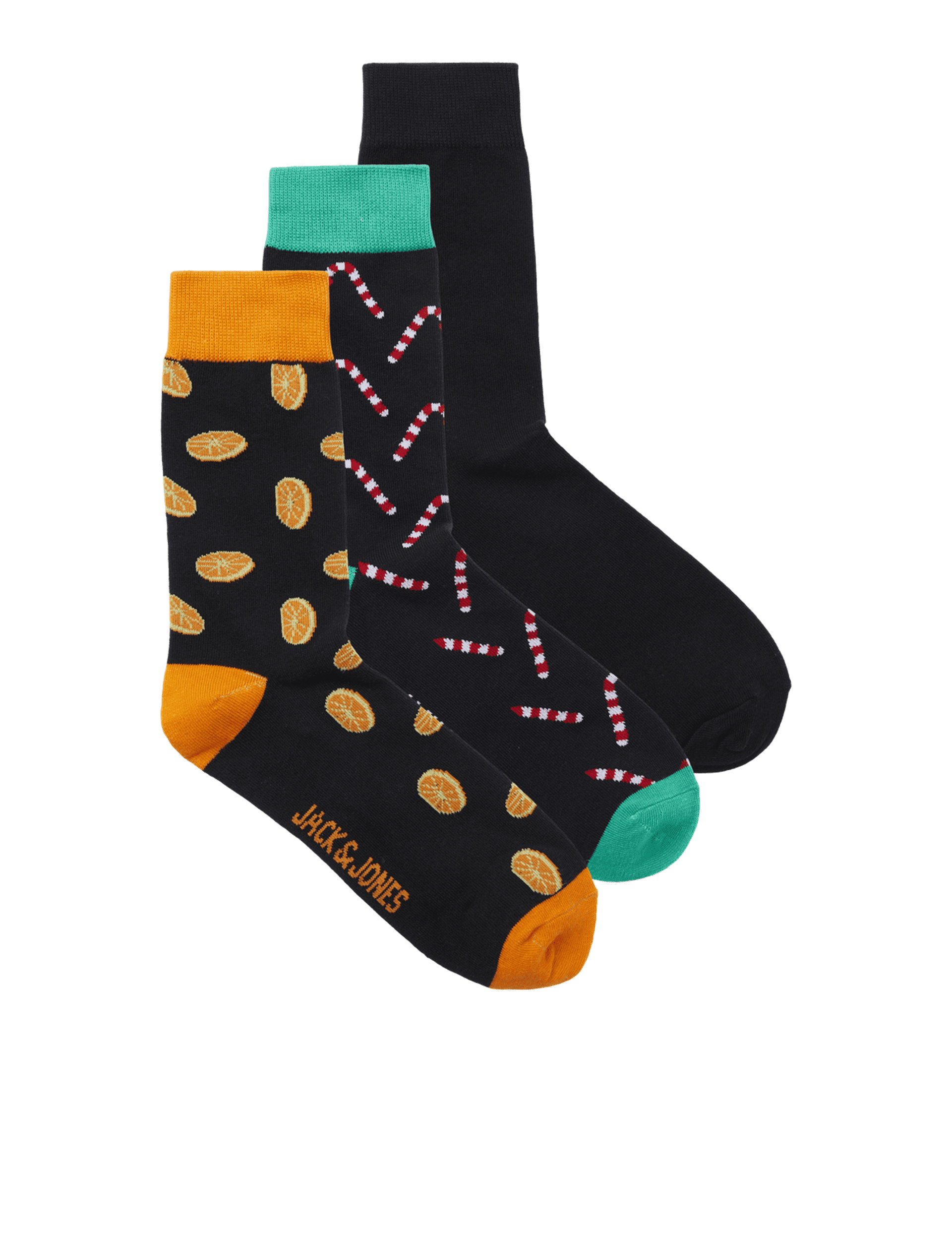 Jack & Jones Men's 3pk Assorted Cotton Rich Socks - Black Mix, Black Mix