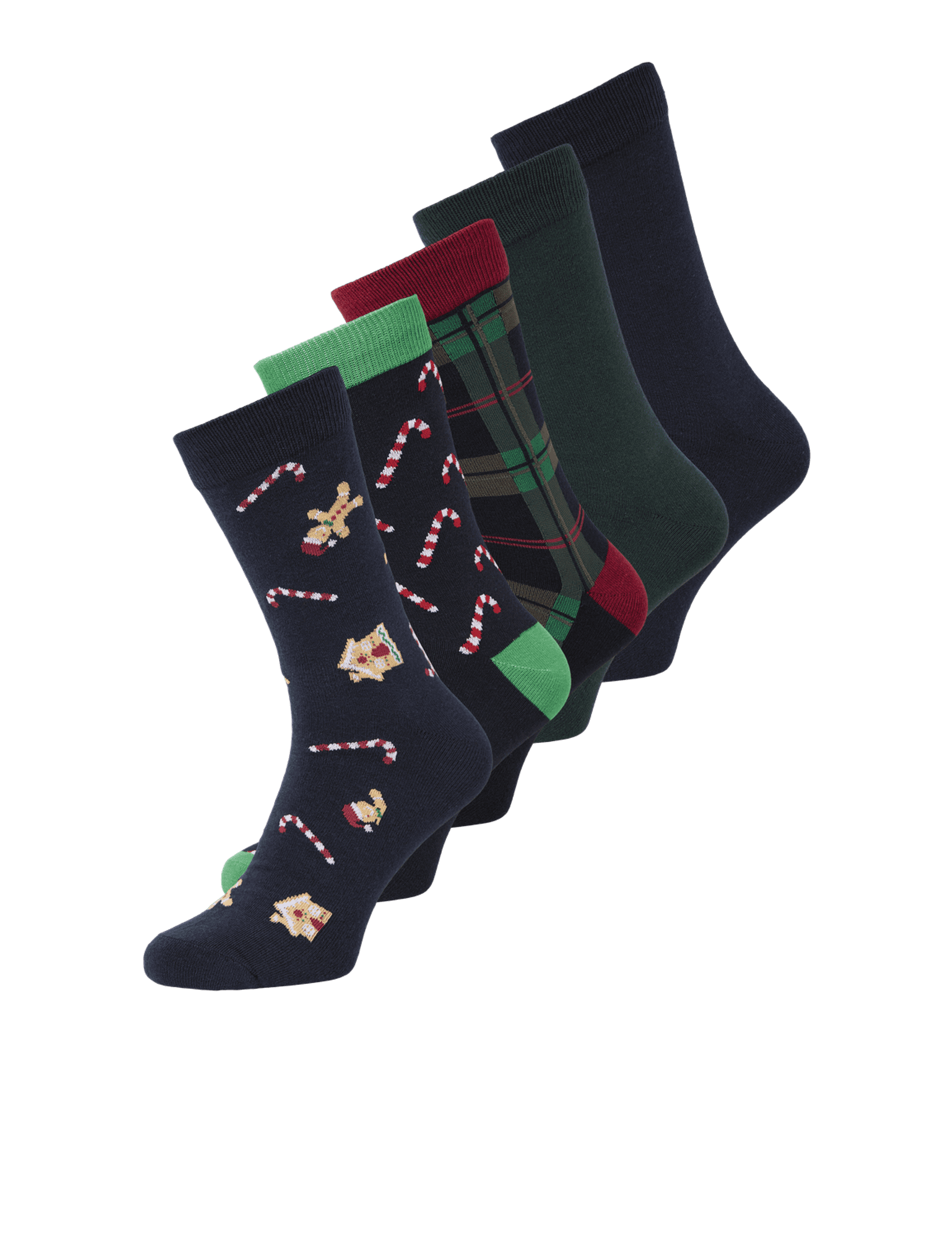 Jack & Jones Men's 5pk Christmas Cotton Rich Socks Gift Box - Black Mix, Black Mix