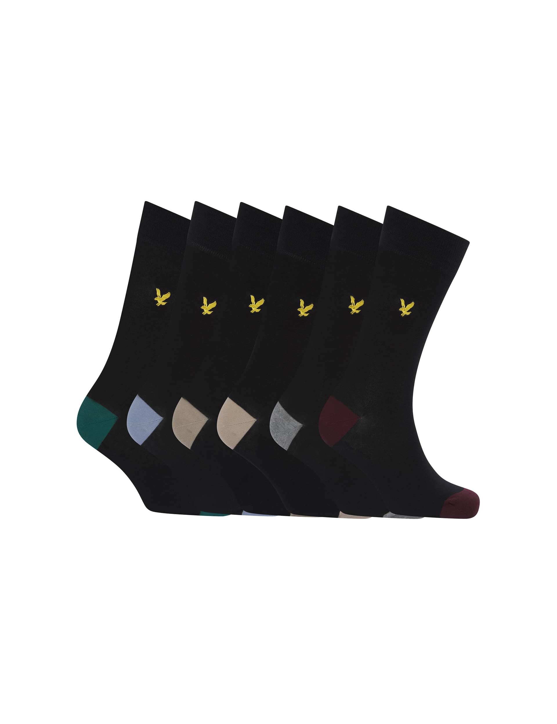 Lyle & Scott Men's 6pk Cotton Rich Socks - Black Mix, Black Mix