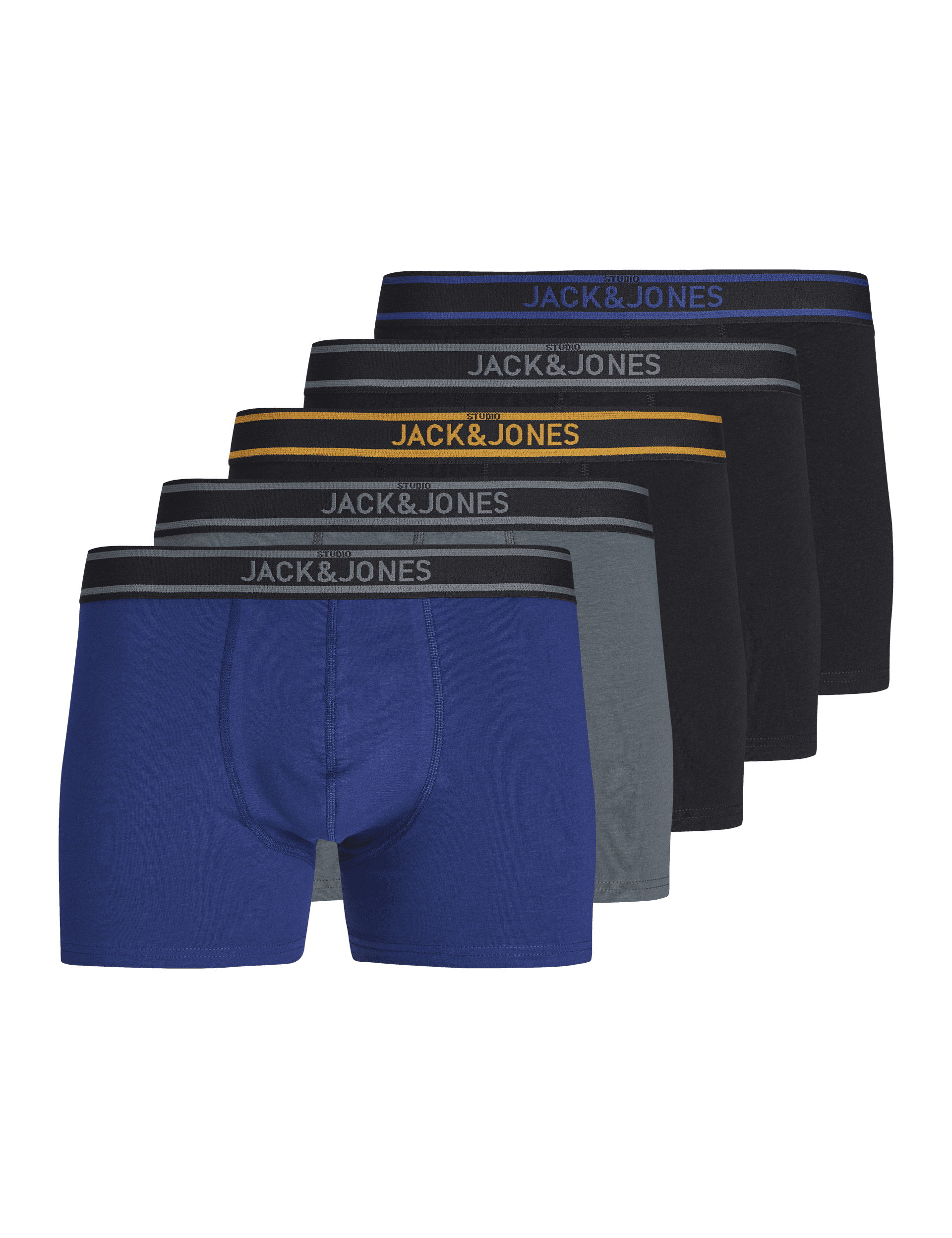 Jack & Jones Men's 5pk Cotton Rich Trunks - M - Grey Mix, Grey Mix