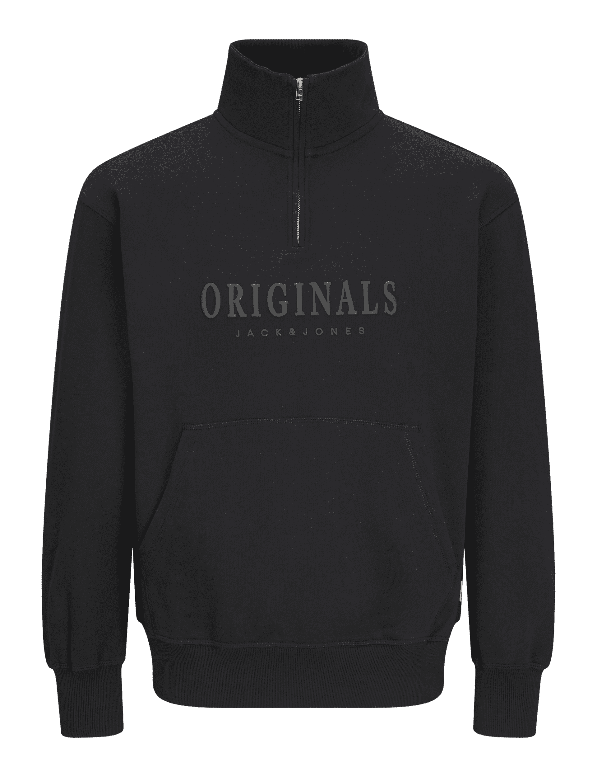 Jack & Jones Men's Cotton Rich Graphic Half Zip Sweatshirt - Black, Black