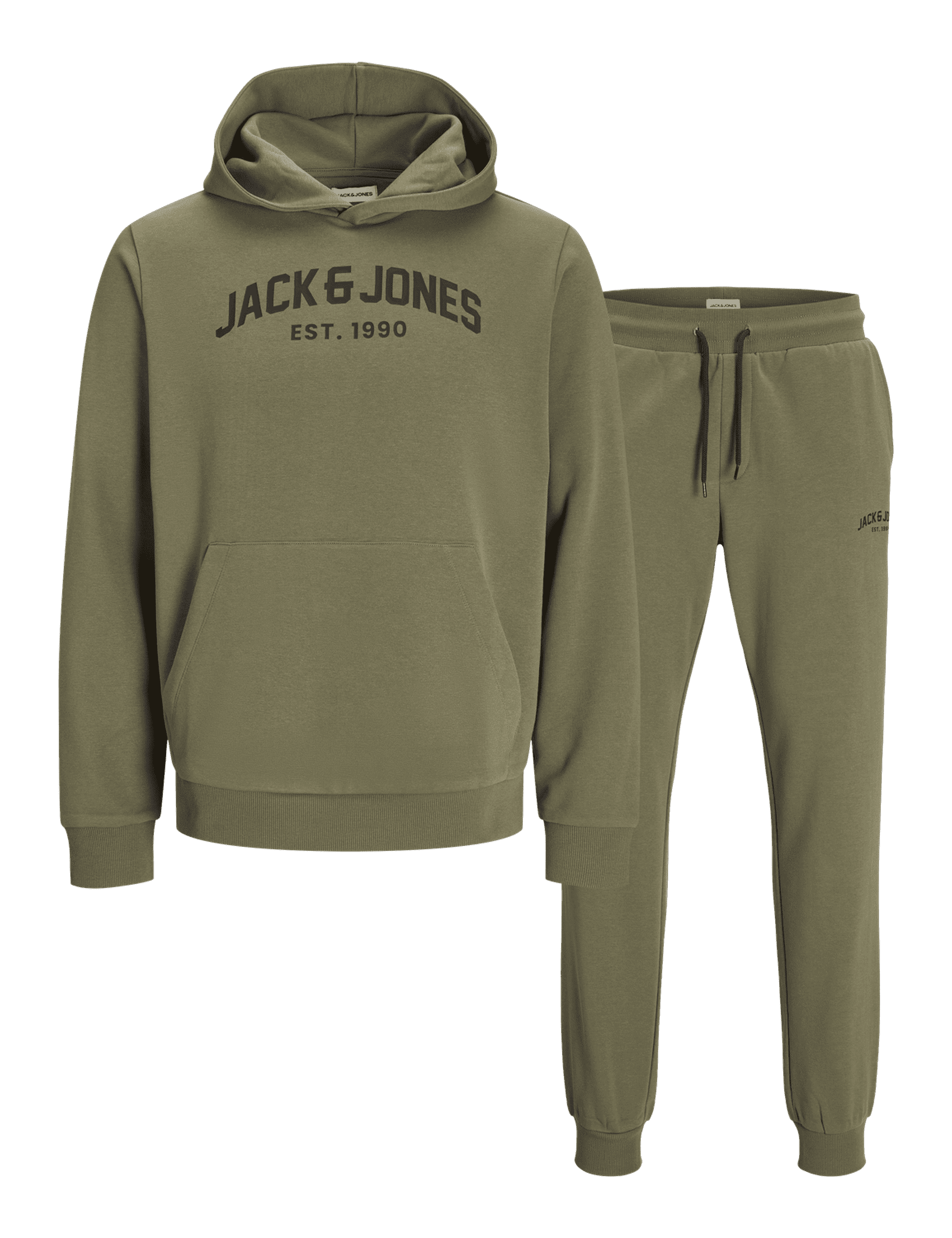 Jack & Jones Men's 2pc Cotton Rich Hoodie & Joggers Set - L - Khaki, Khaki