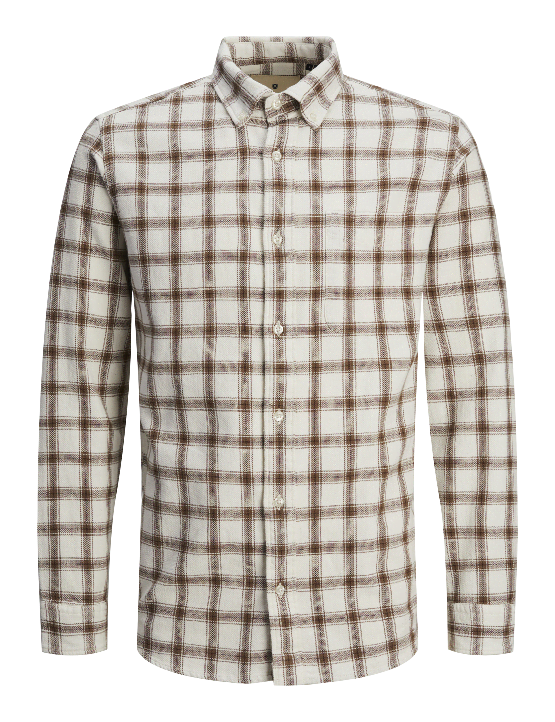 Jack & Jones Men's Pure Cotton Checked Shirt - Cream Mix, Cream Mix