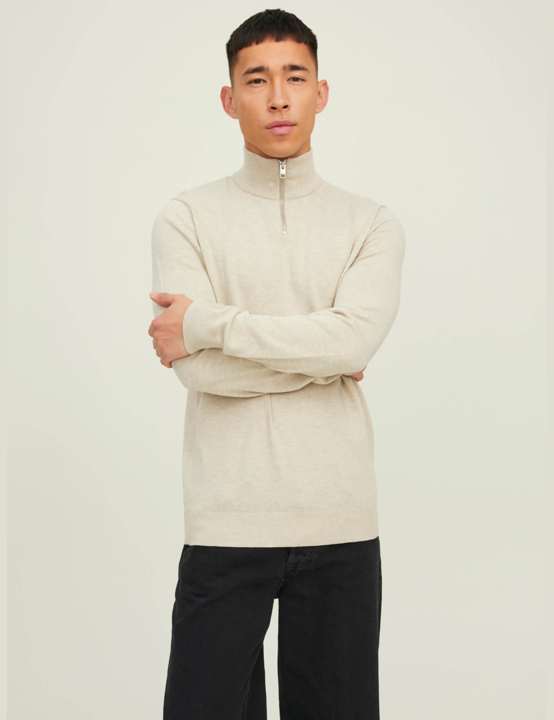 Jack & Jones Men's Cotton Rich Half Zip Jumper