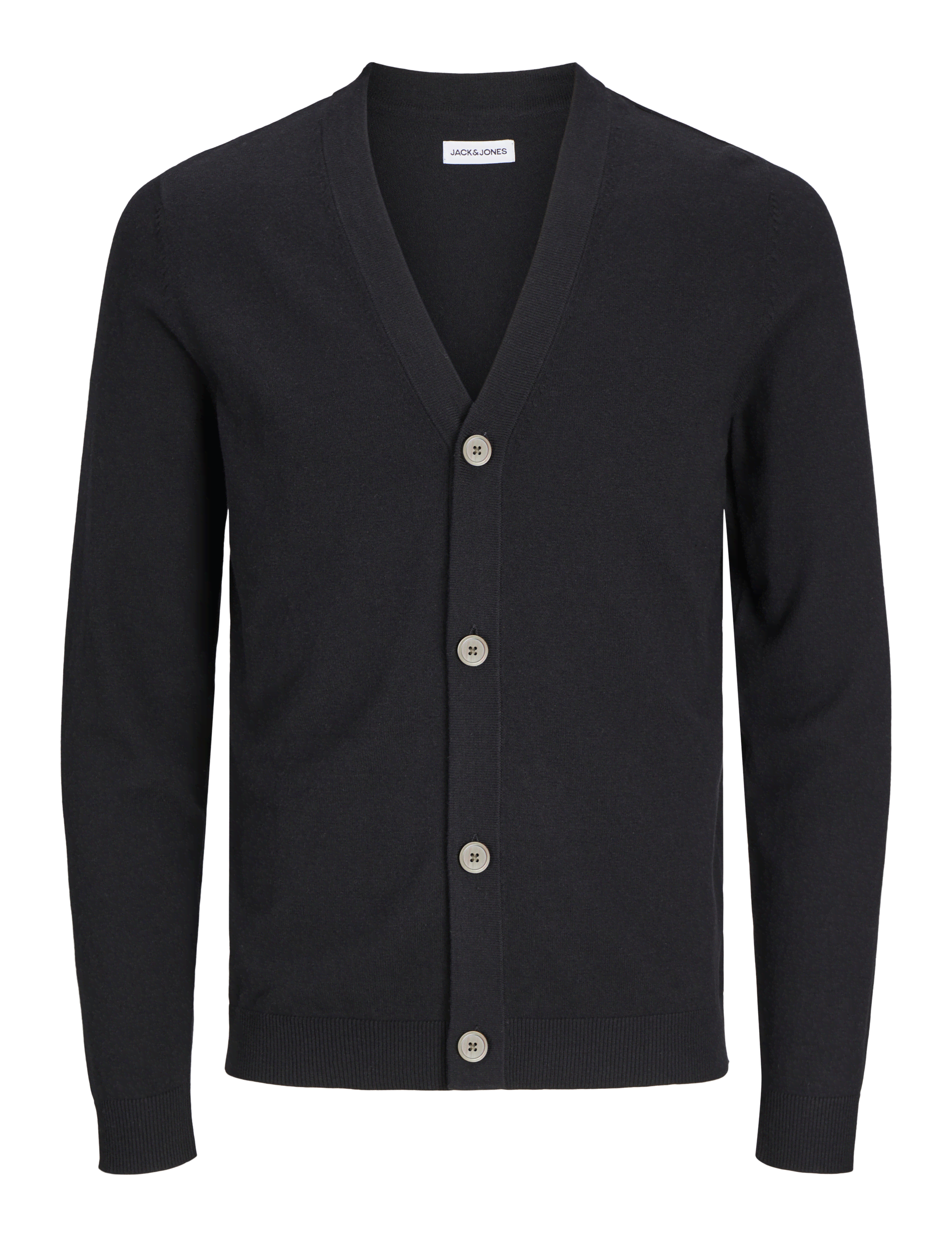 Jack & Jones Men's Cotton Rich V-Neck Cardigan - XL - Black, Black