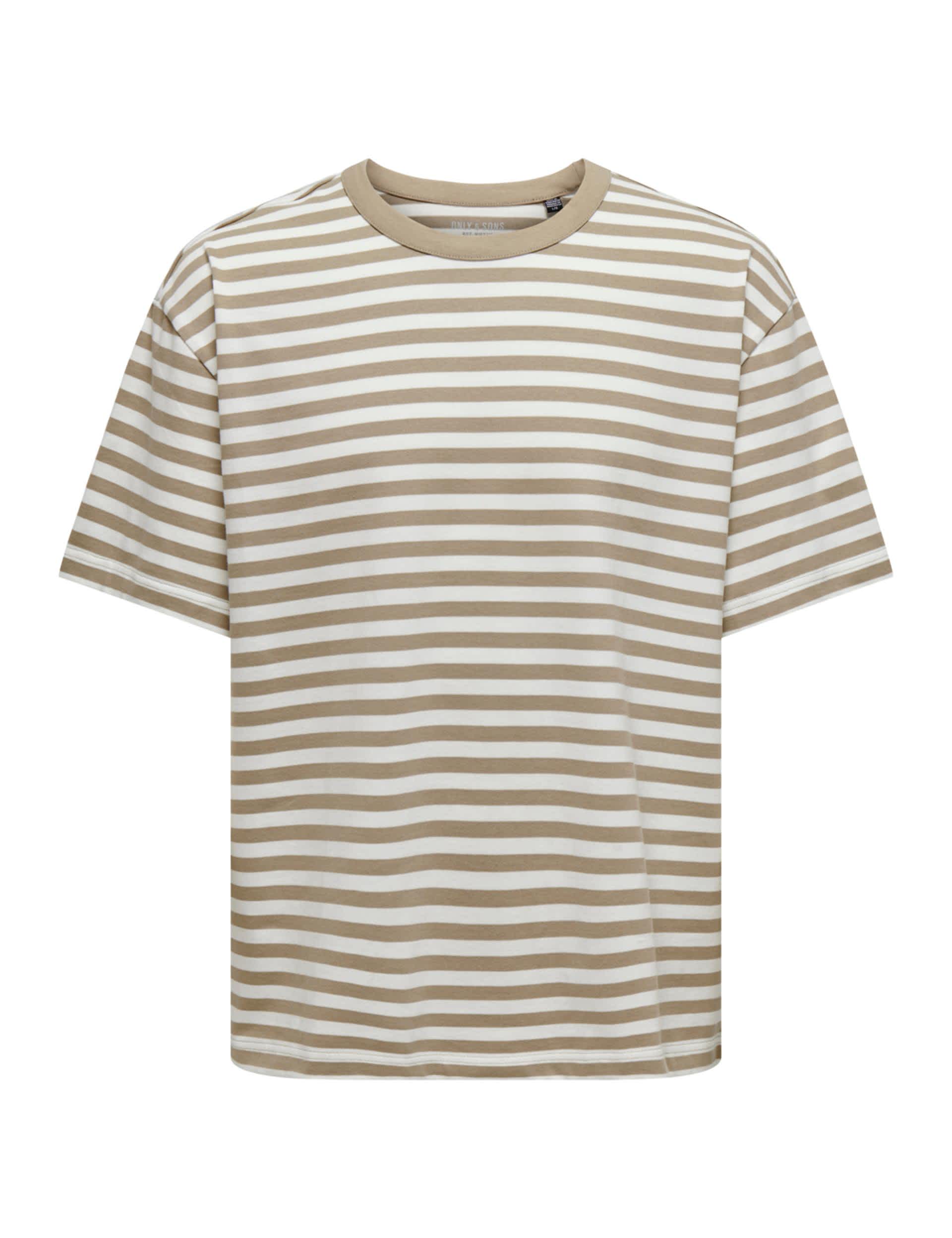 Only & Sons Men's Pure Cotton Striped T-Shirt