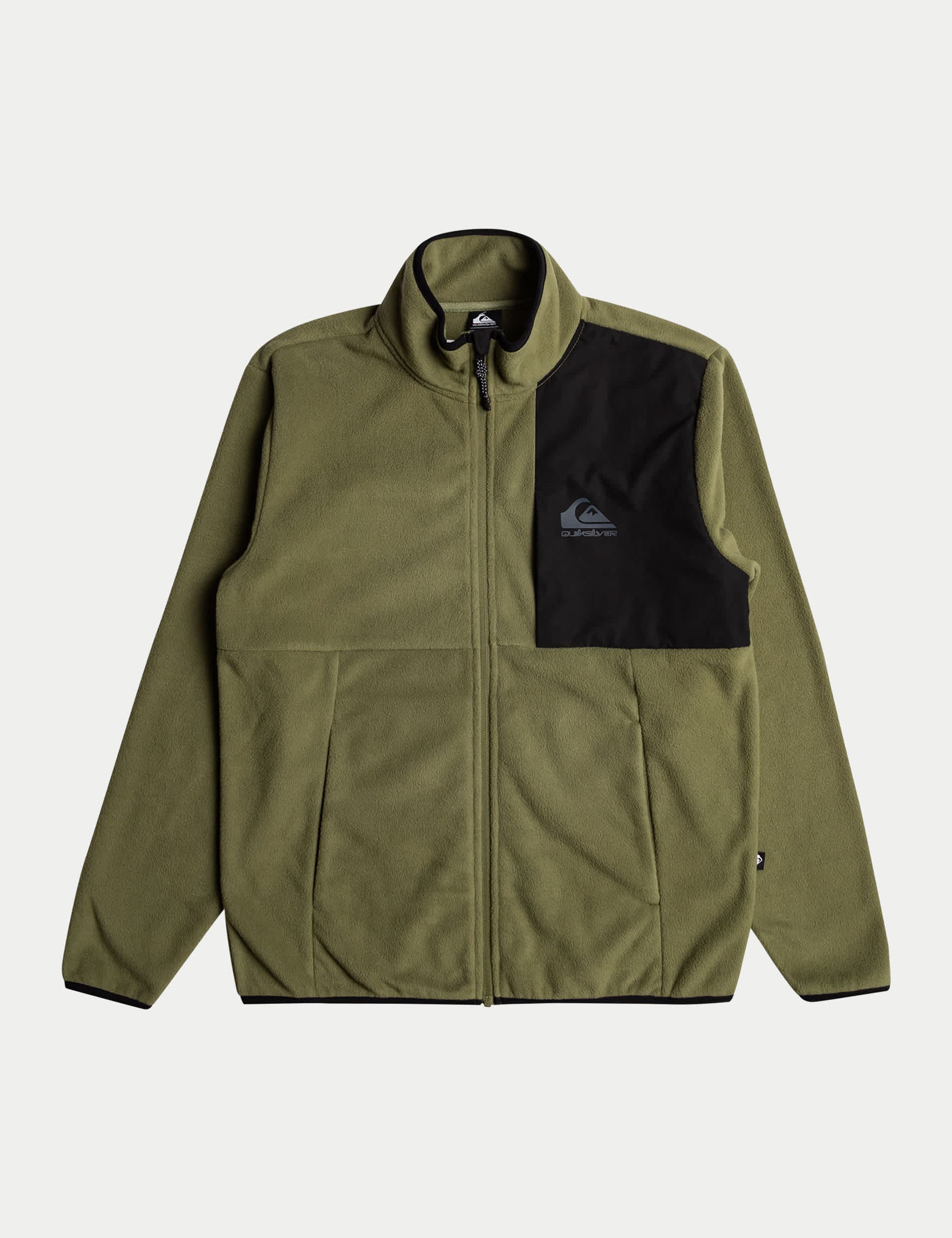 Quiksilver Men's Fleece Zip Up Funnel Neck Jacket - M - Khaki, Khaki