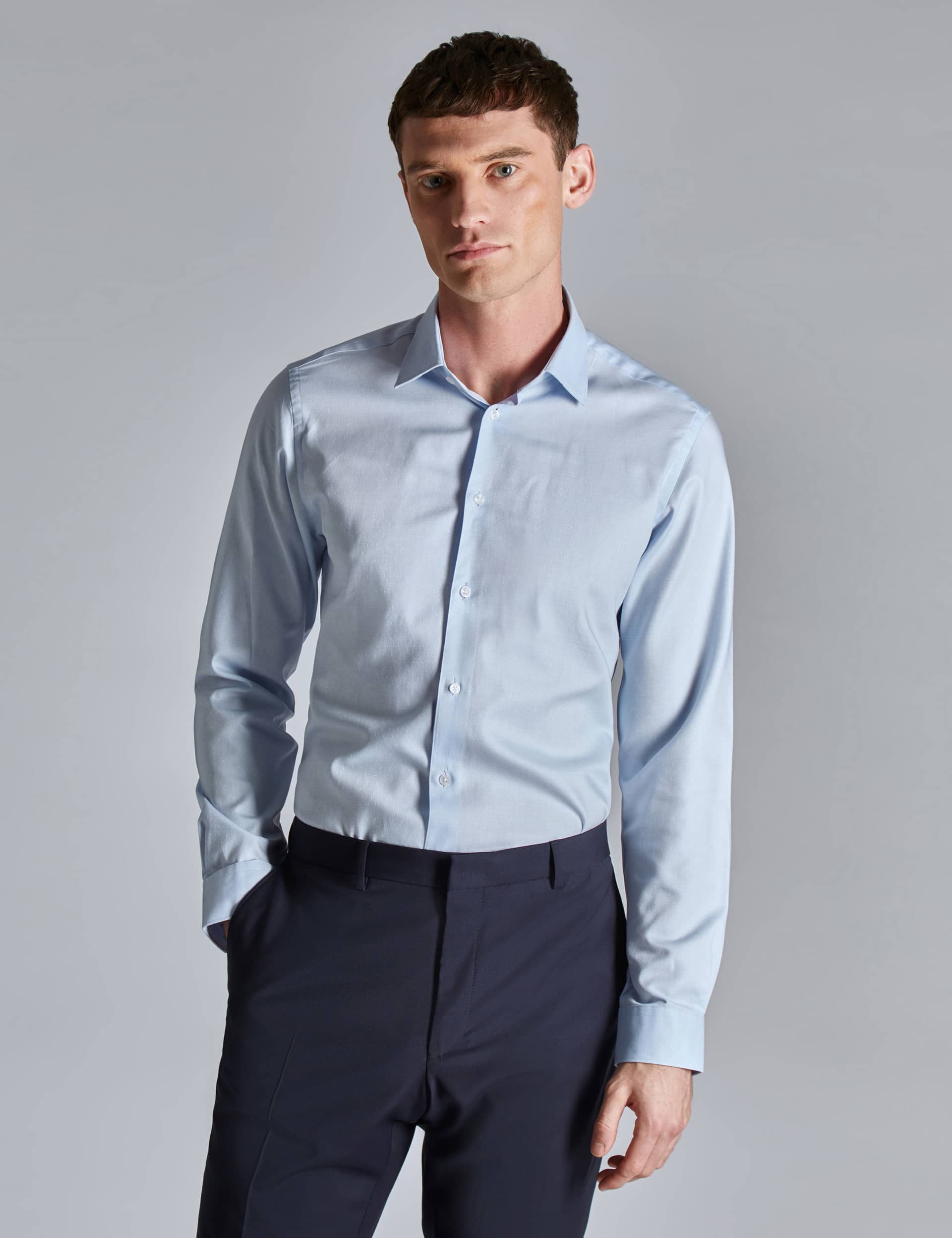Ted Baker Men's Slim Fit Pure Cotton Textured Dress Shirt