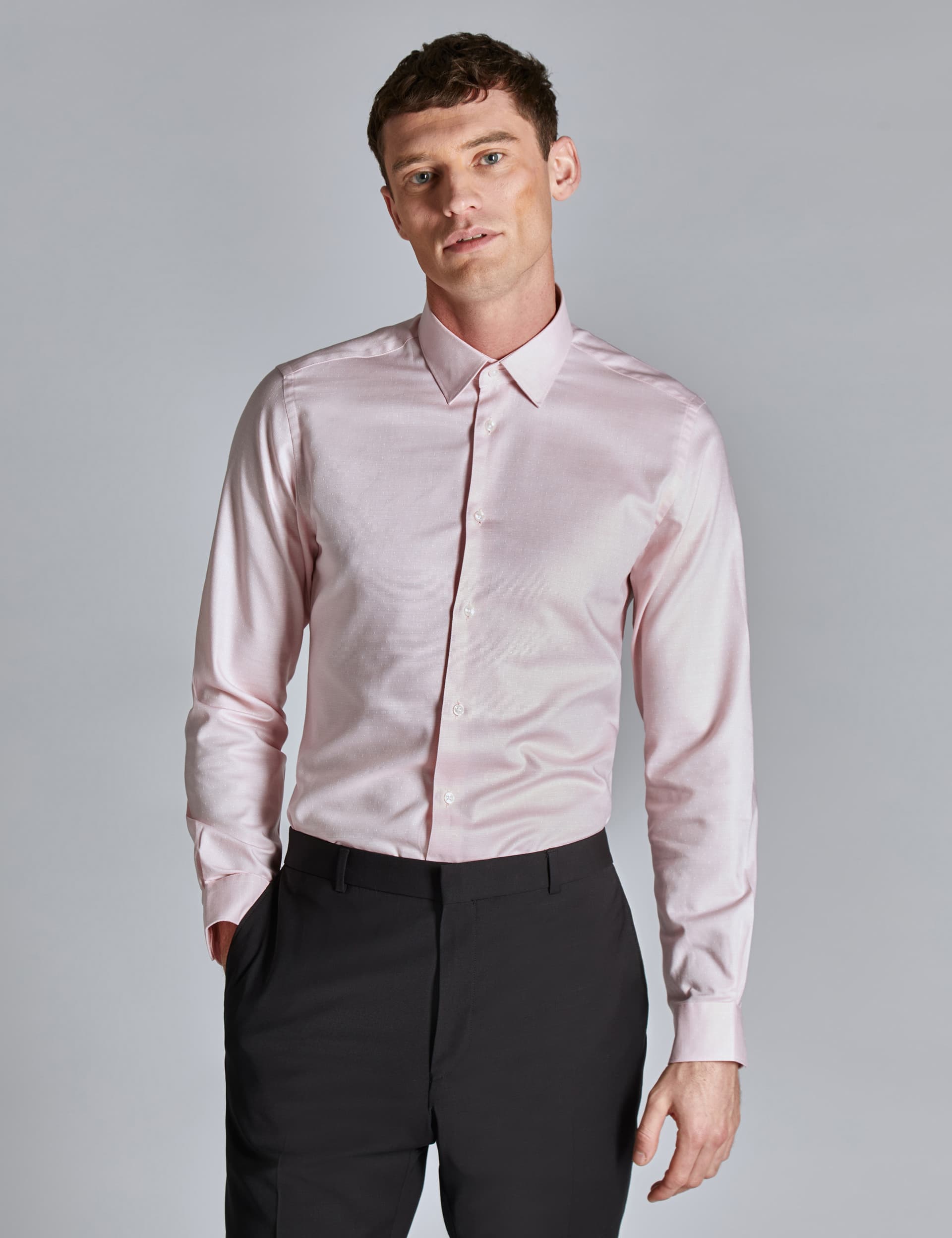 Ted Baker Men's Slim Fit Organic Cotton Dress Shirt - 16.5 - Pink, Pink