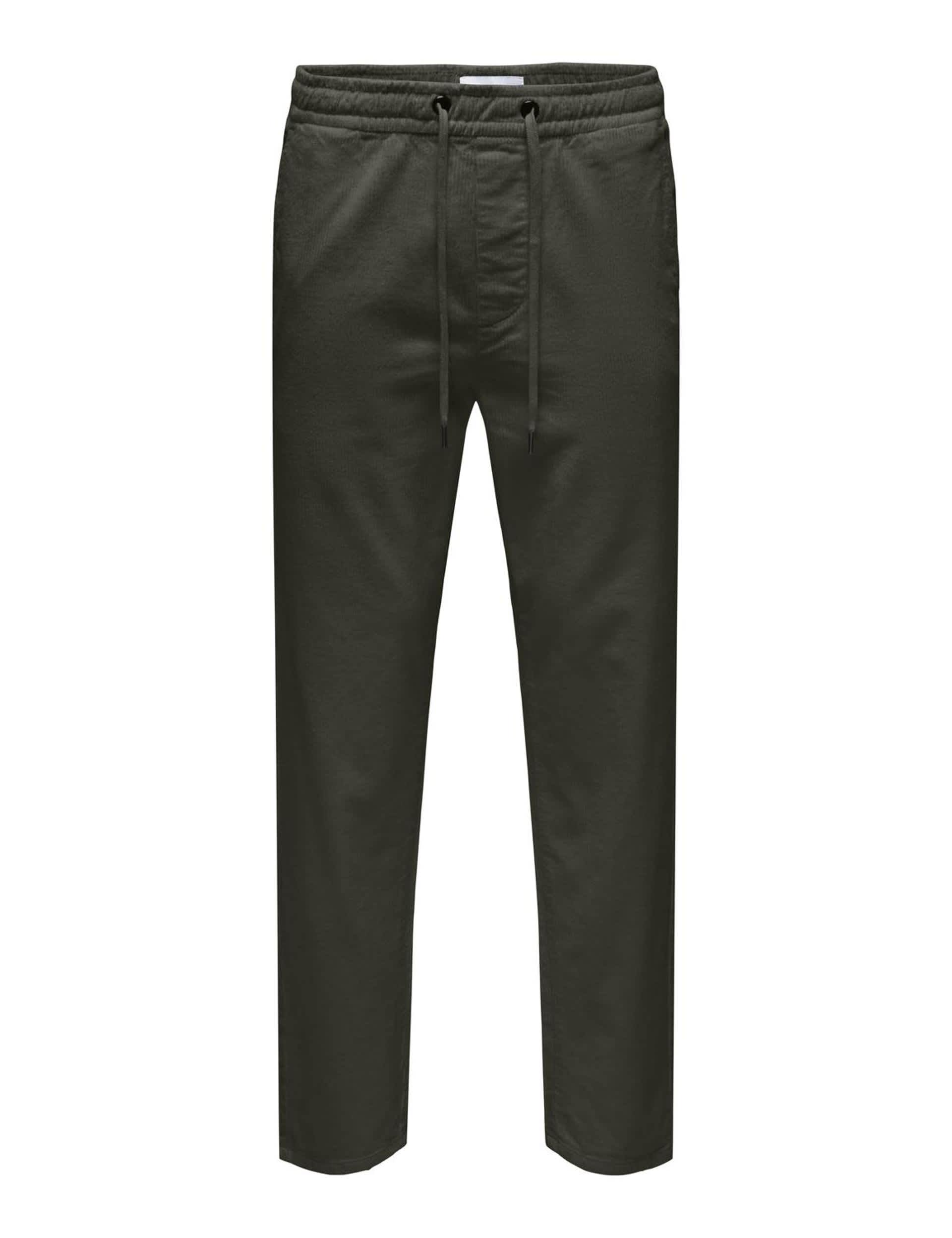 Only & Sons Men's Tapered Fit Corduroy Elasticated Waist Trousers - XL - Dark Green, Dark Green