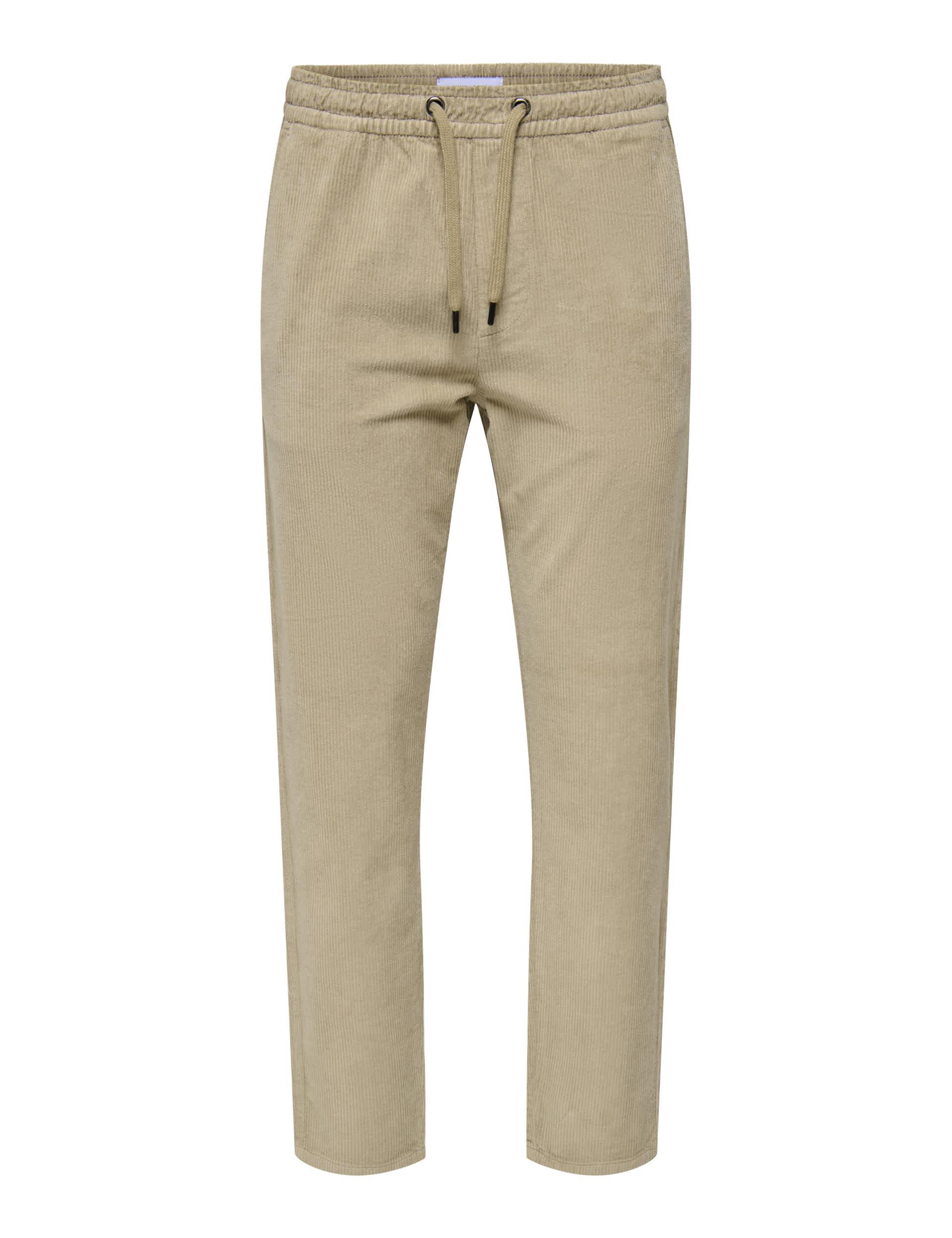 Only & Sons Men's Tapered Fit Corduroy Elasticated Waist Trousers - XXL - Beige, Beige,Black