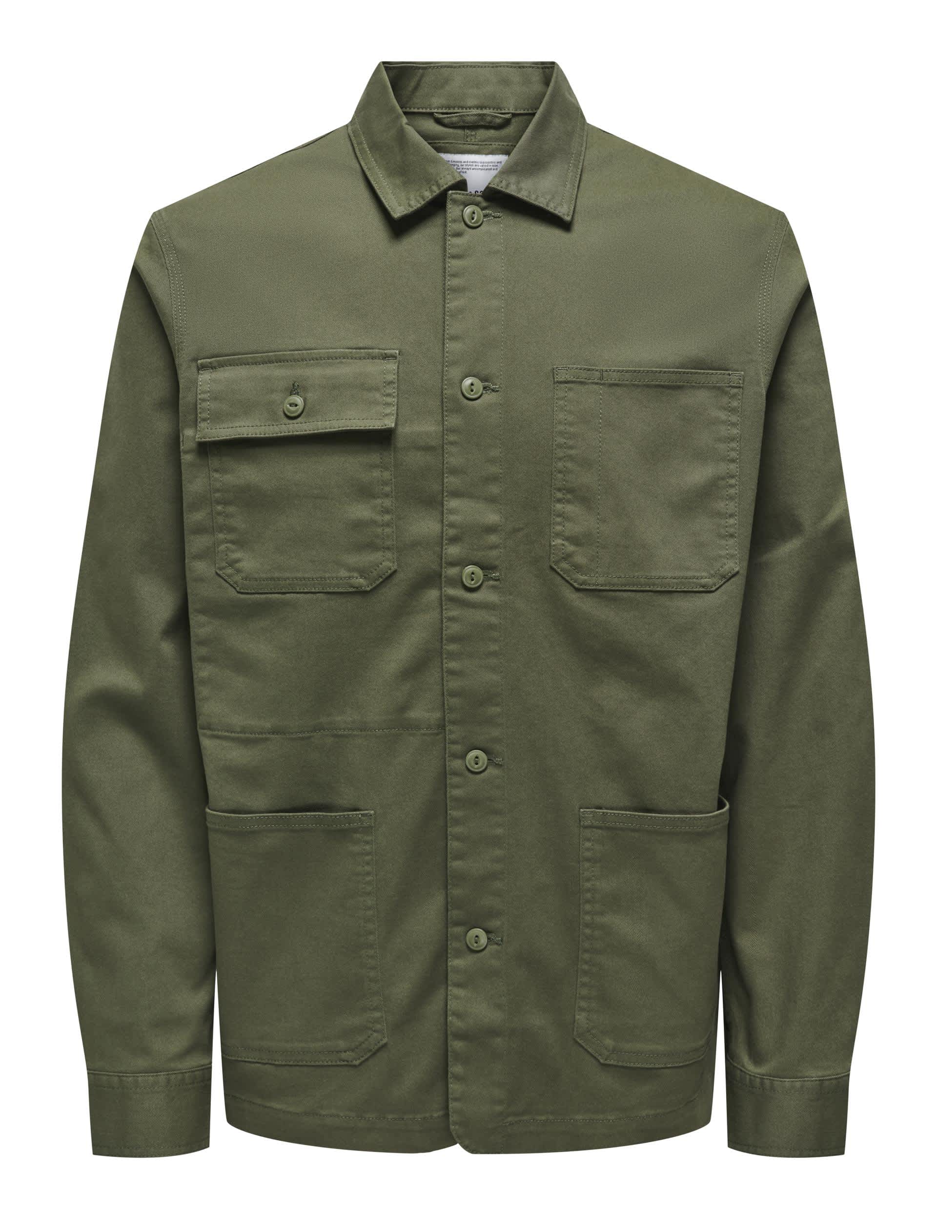 Only & Sons Men's Cotton Rich Long Sleeve Overshirt