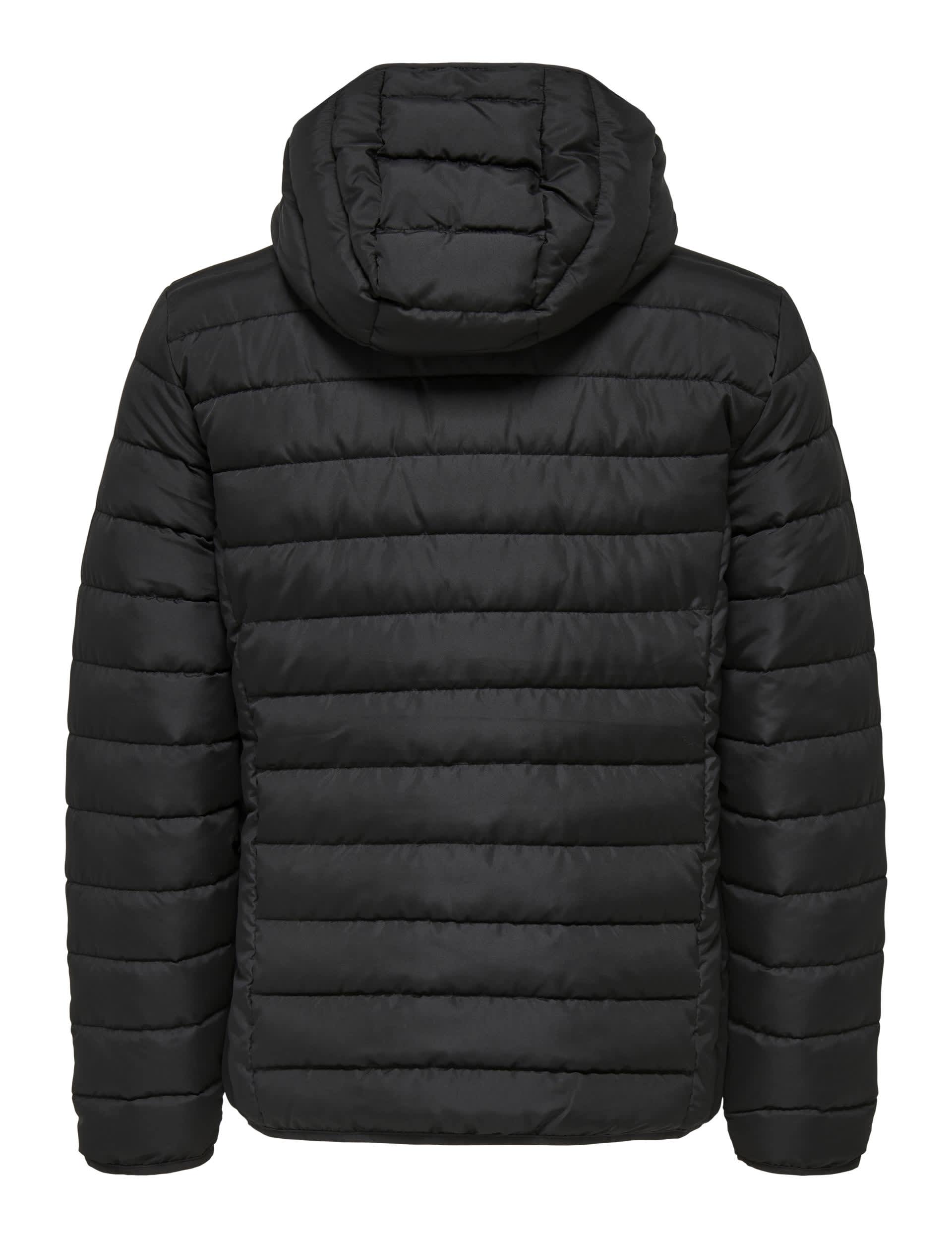 Only & Sons Men's Hooded Puffer Jacket - L - Black, Black