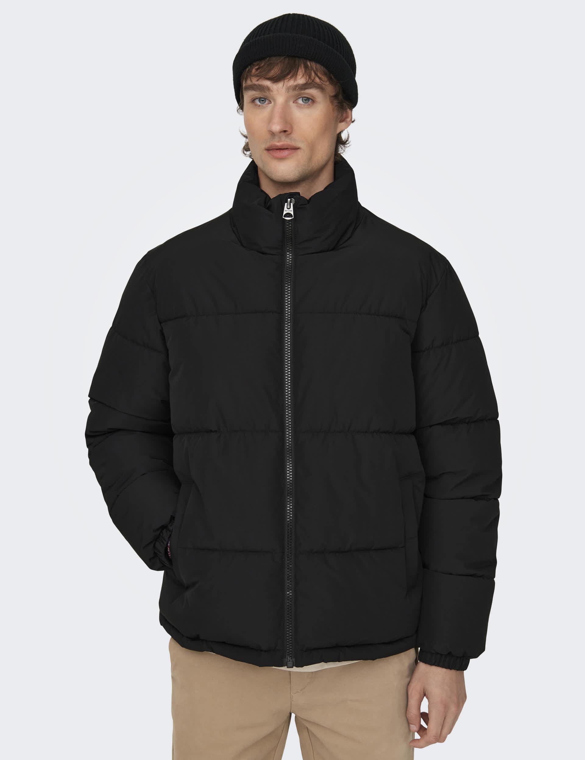 Only & Sons Men's Padded Puffer Jacket - XL - Black, Black