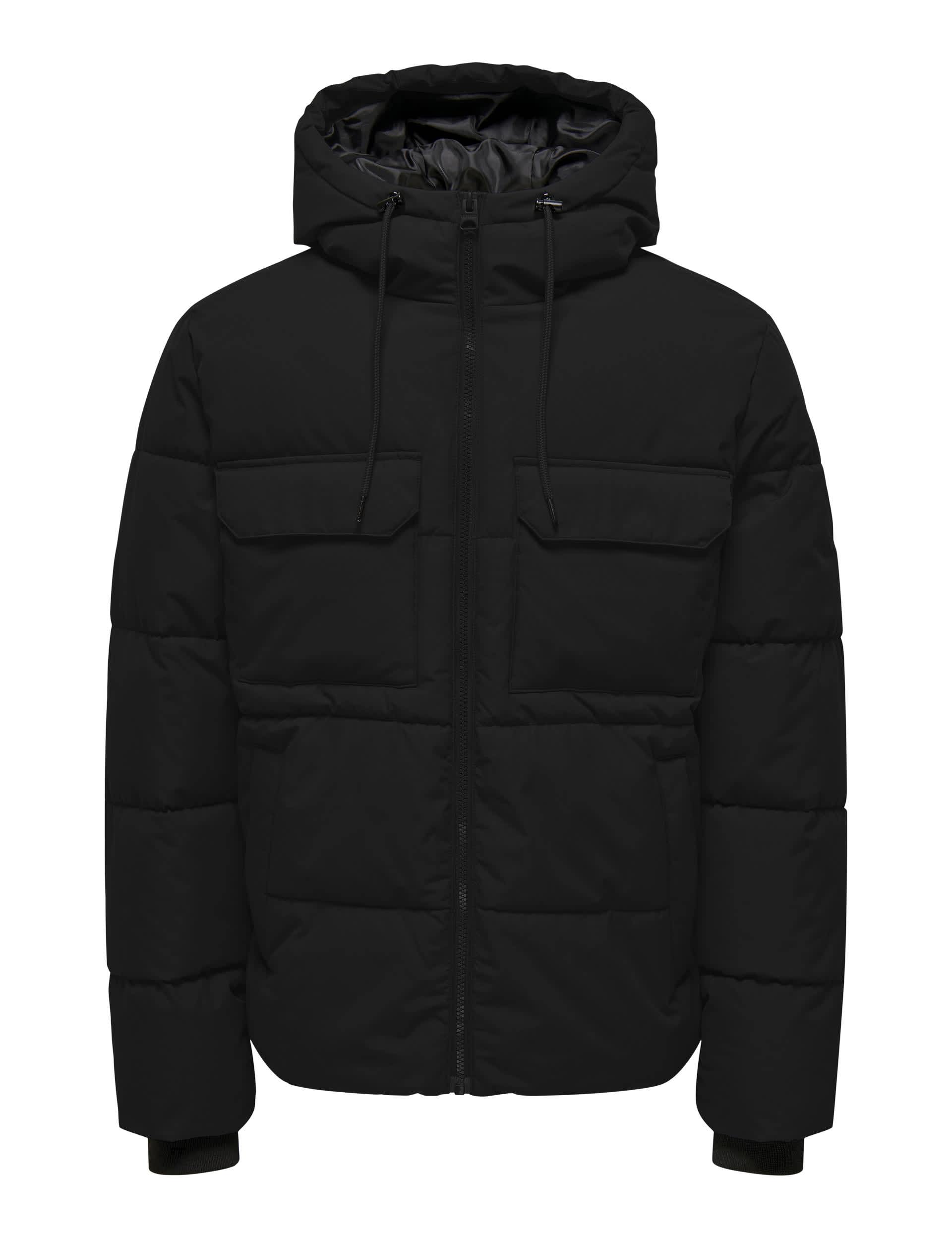 Only & Sons Men's Funnel Neck Hooded Puffer Jacket - Black, Green,Black