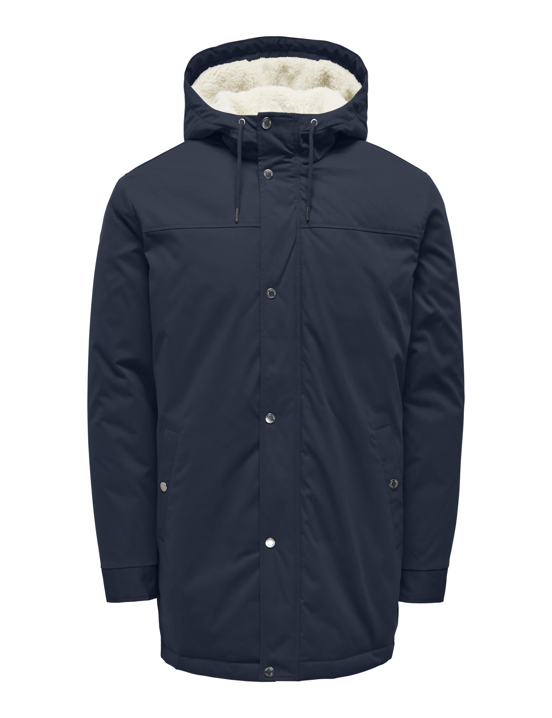 Only & Sons Men's Hooded Parka Jacket - L - Navy, Black,Navy