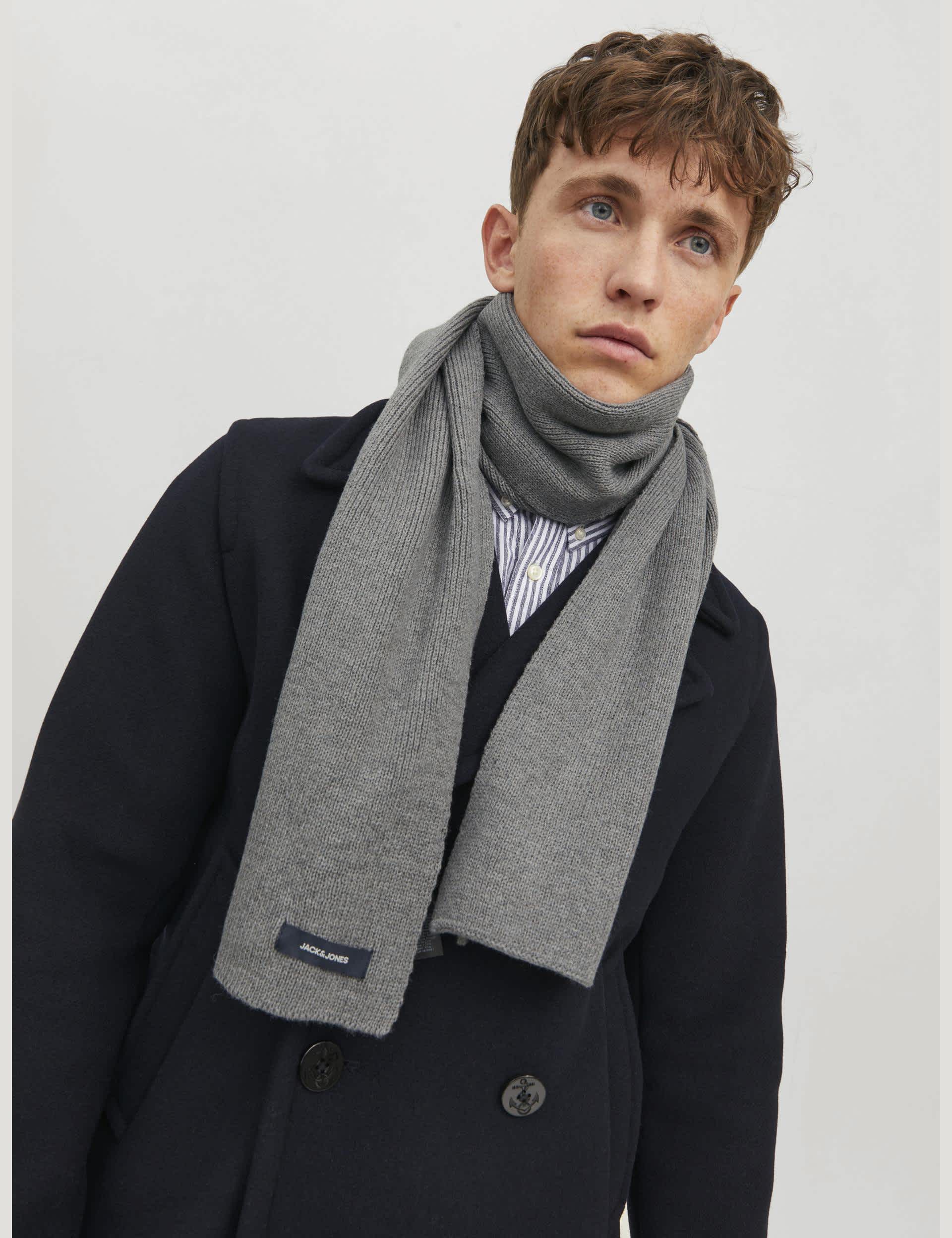 Jack & Jones Men's Knitted Scarf - Grey, Black,Grey