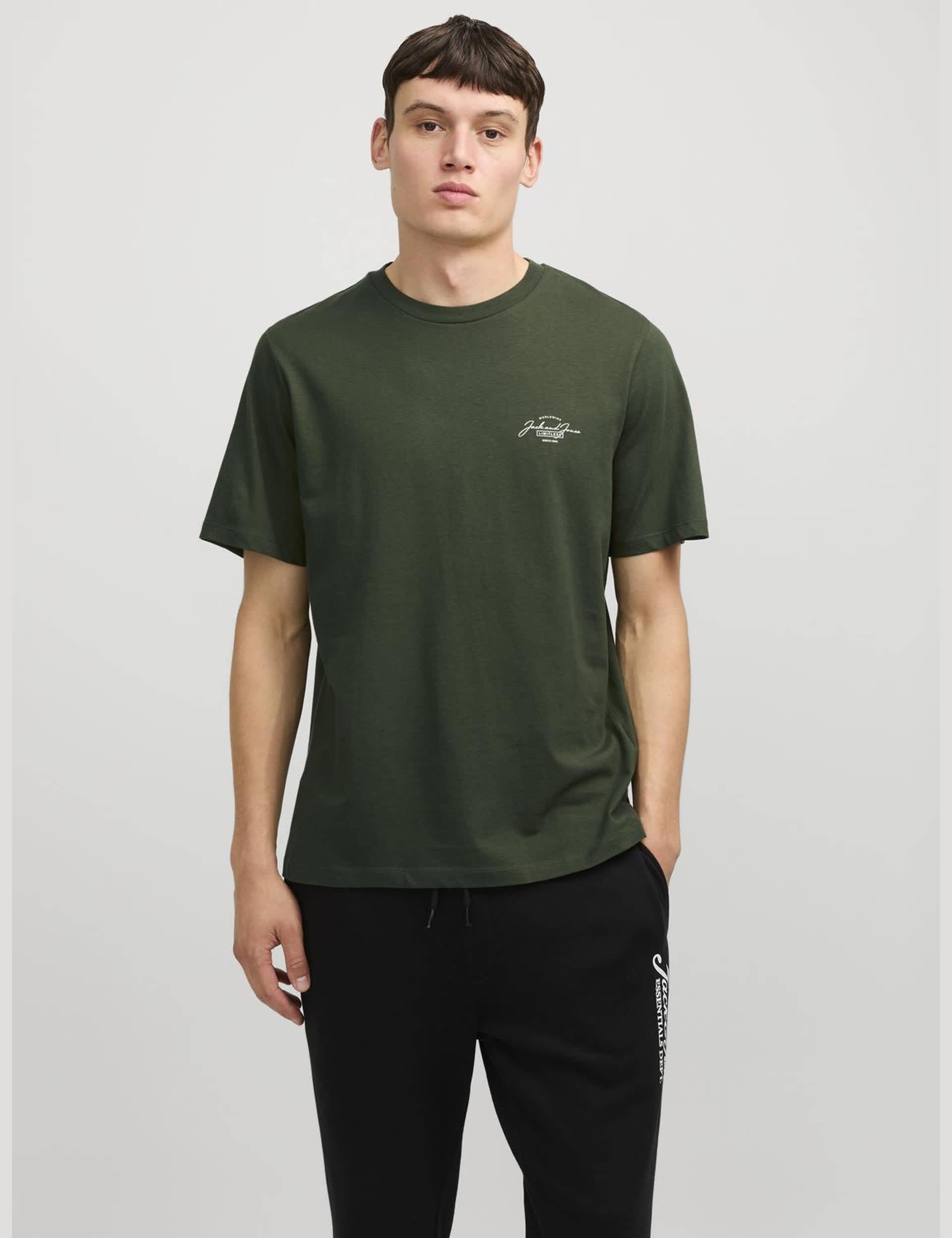 Jack & Jones Men's Jjferris Tee Ss Crew Neck - L - Khaki, Khaki,White