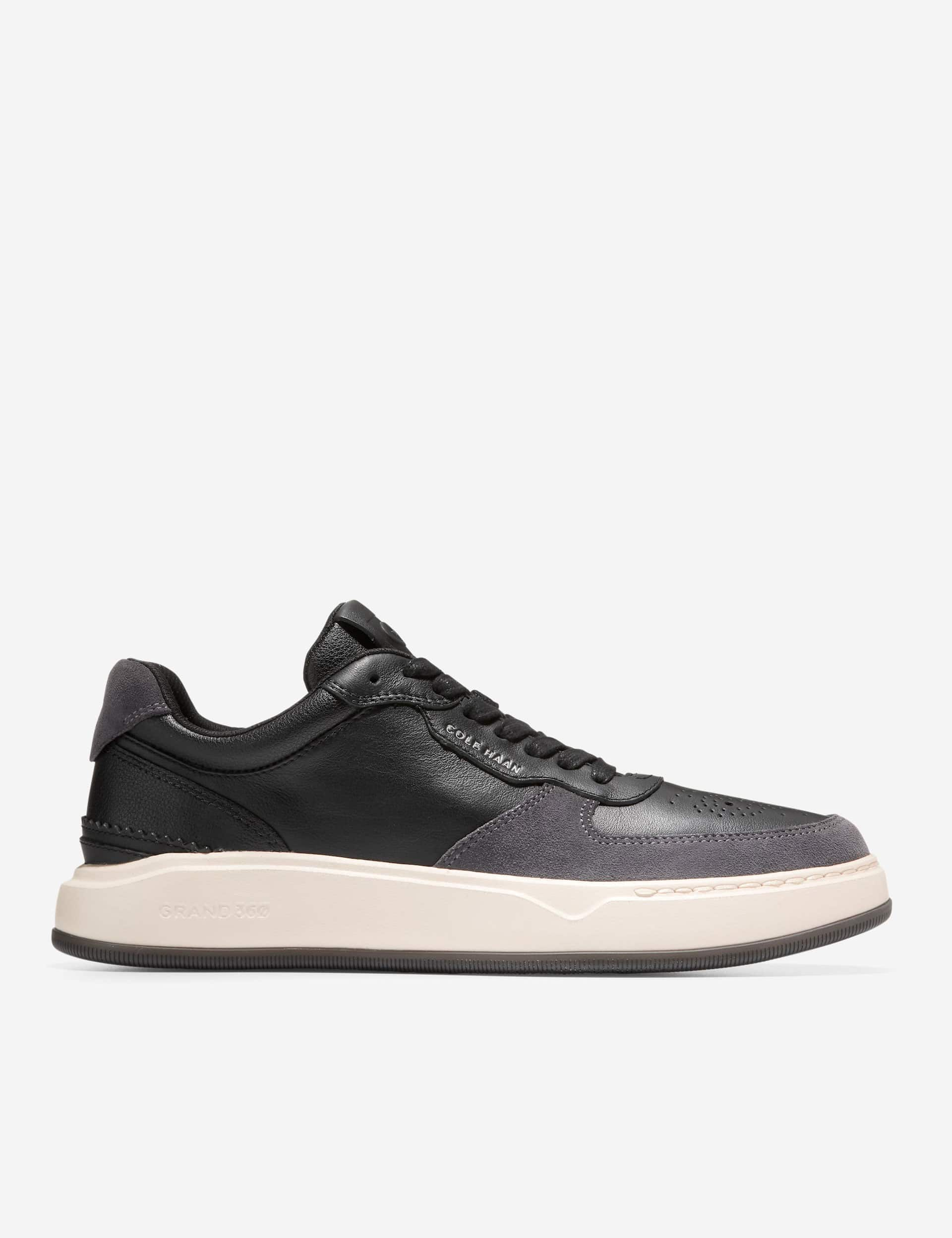 Cole Haan Men's Grandpro Crossover Leather Lace Up Trainers - 8 - Black/Grey, Black/Grey