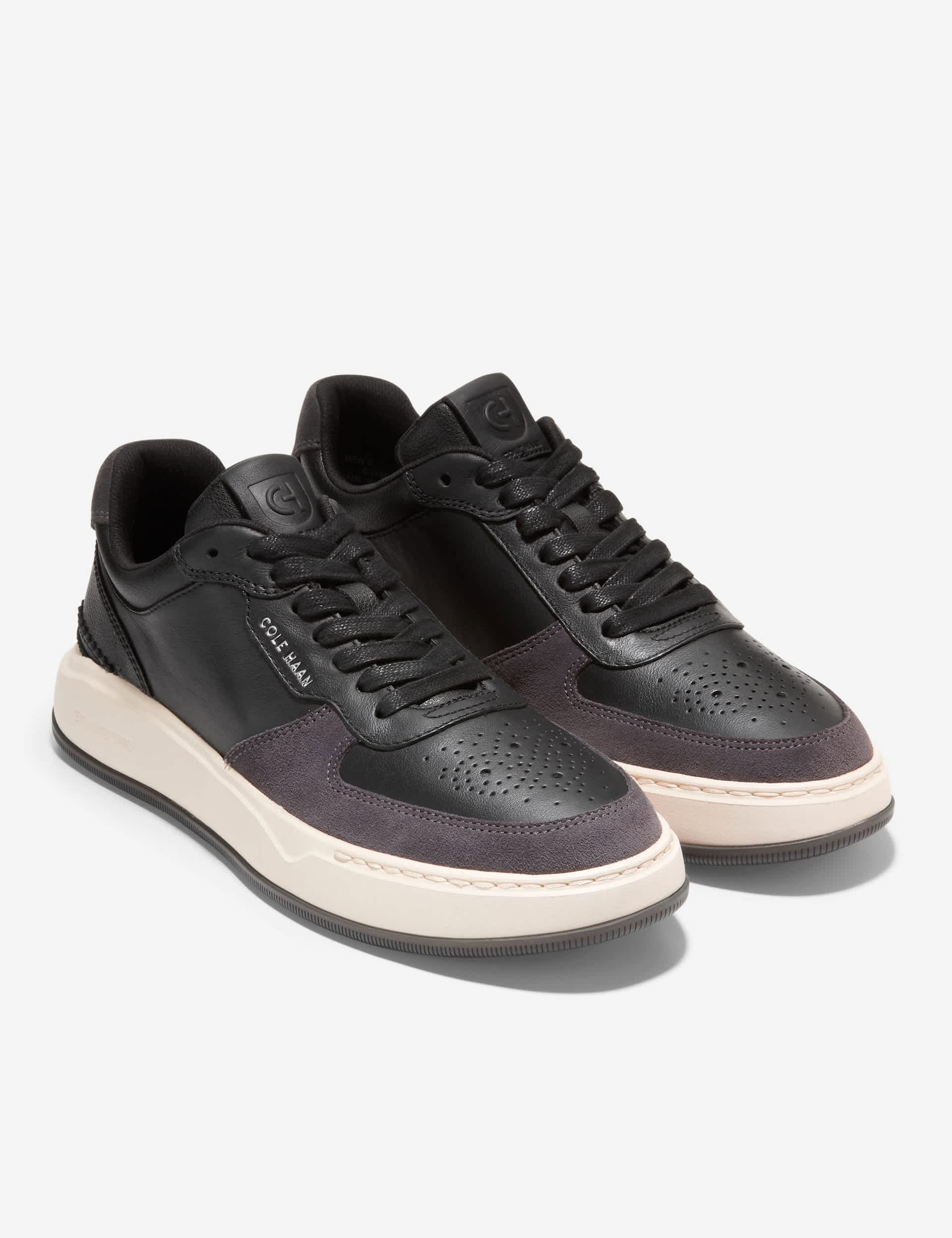 Cole Haan Men's Grandpro Crossover Leather Lace Up Trainers - 8 - Black/Grey, Black/Grey