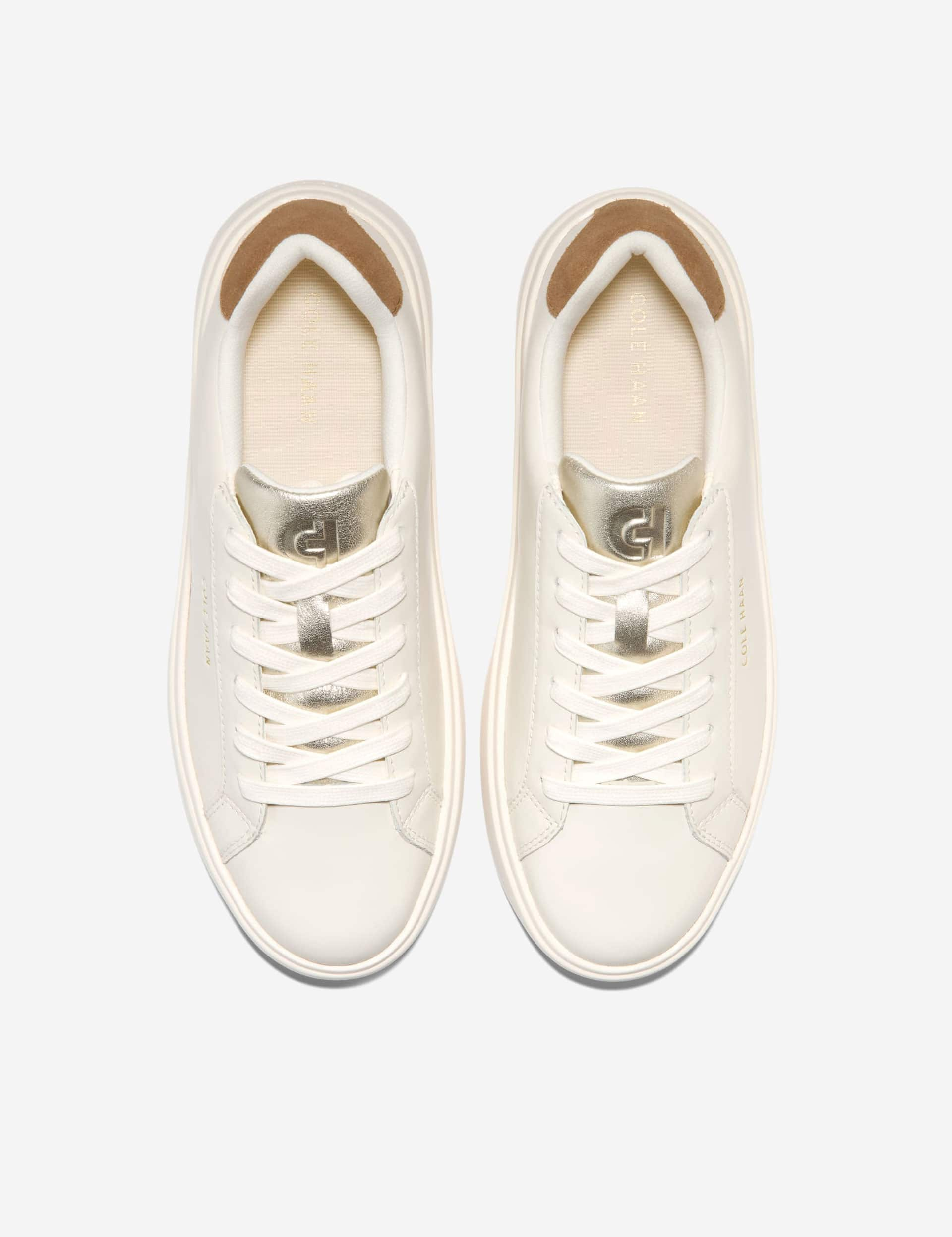 Cole Haan Women's Leather Lace Up Trainers - 5 - Ivory, Ivory