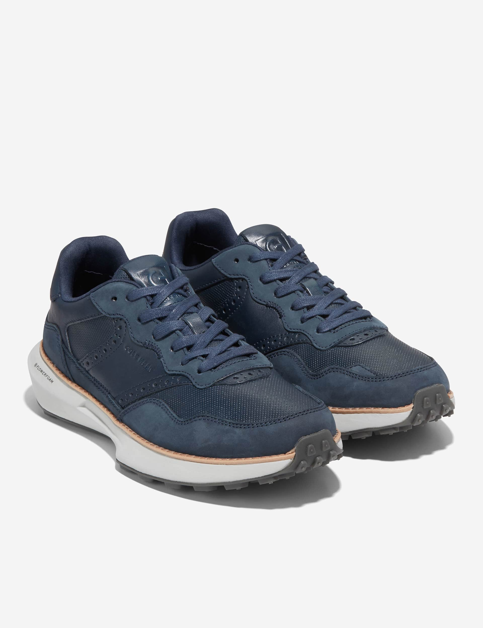 Cole Haan Men's Grandpro Ashland Leather Lace-Up Trainers - 7 - Navy, Navy