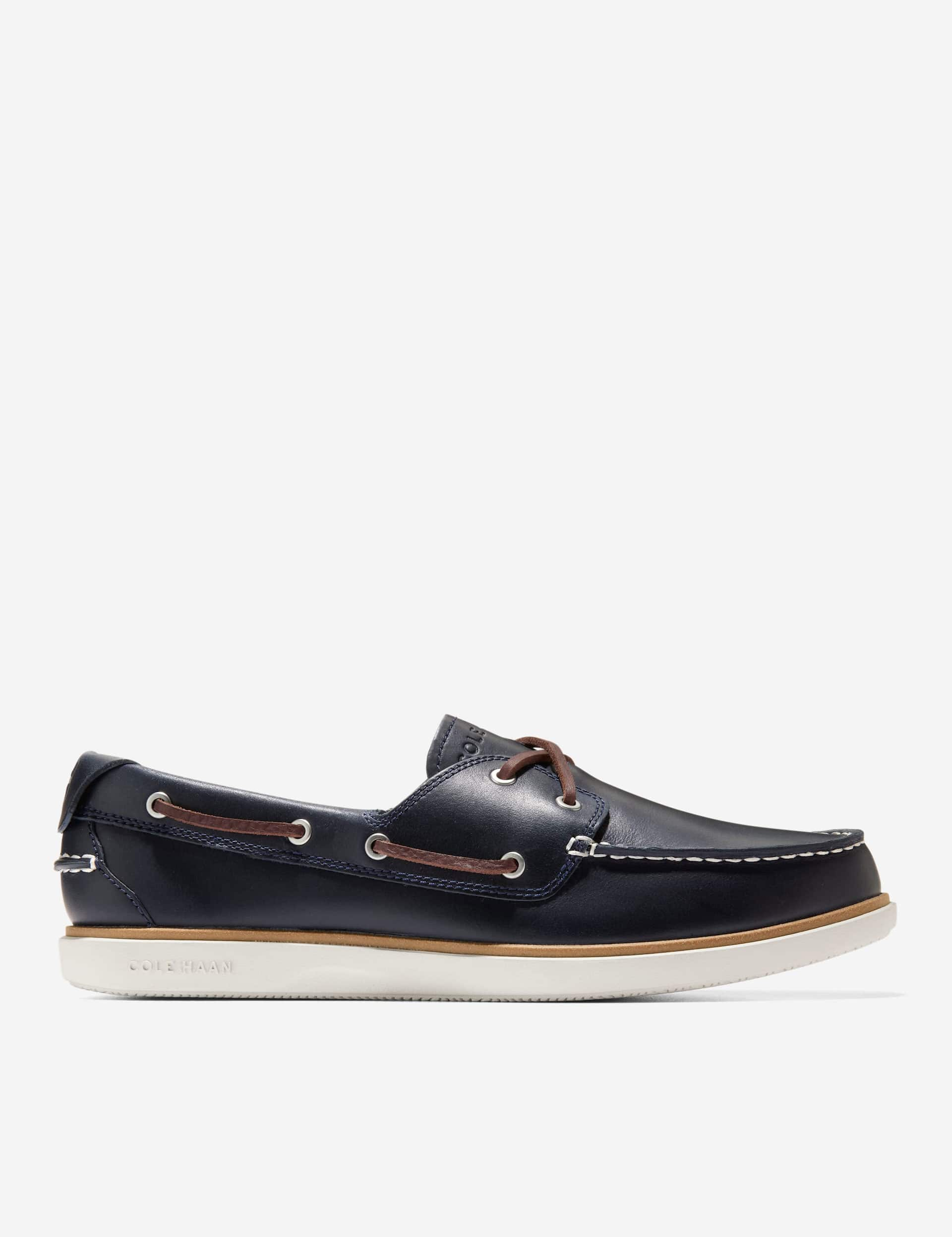 Cole Haan Men's GrandPro Windward Leather Boat Shoes - 9 - Navy Mix, Navy Mix