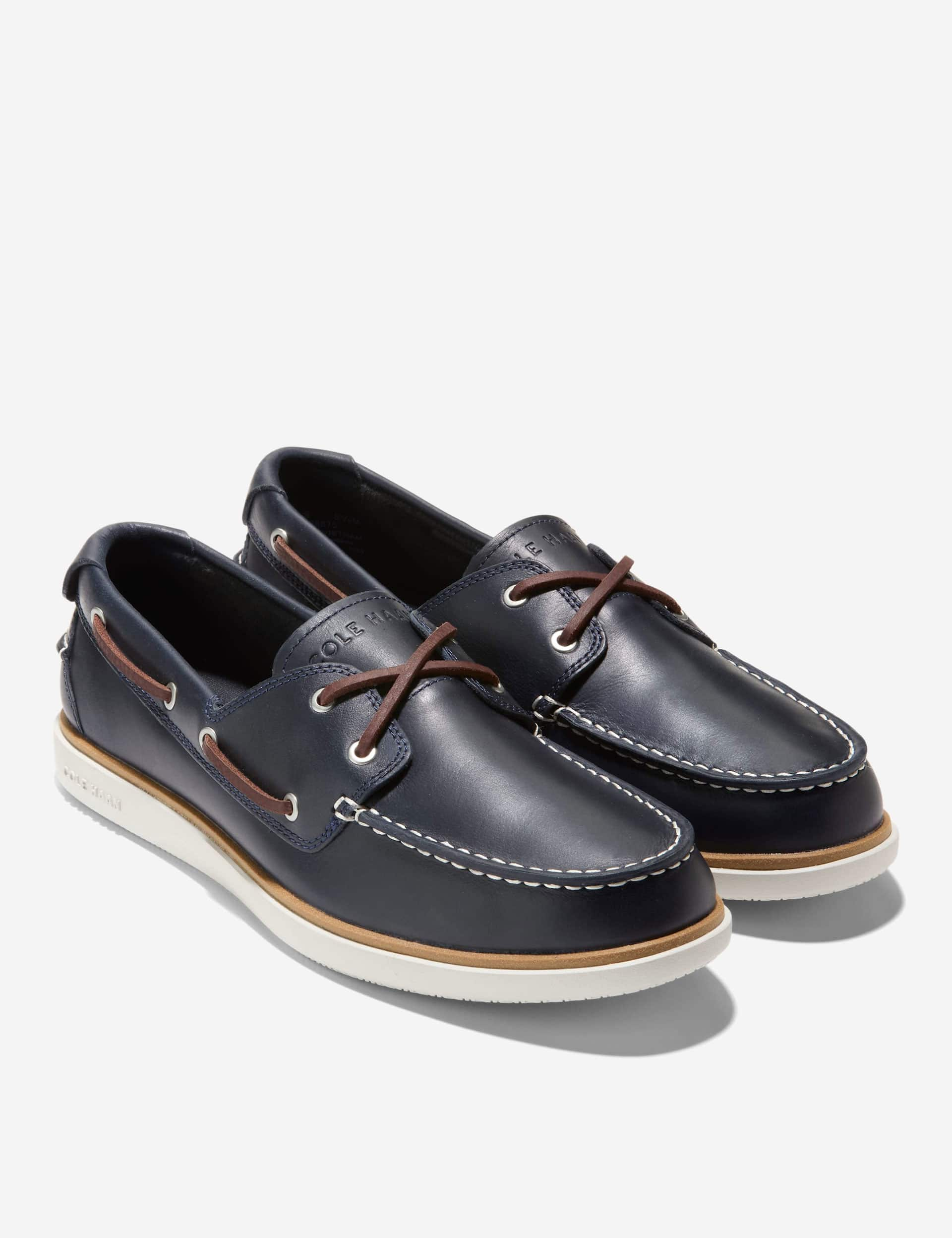 Cole Haan Men's GrandPro Windward Leather Boat Shoes - 8 - Navy Mix, Navy Mix