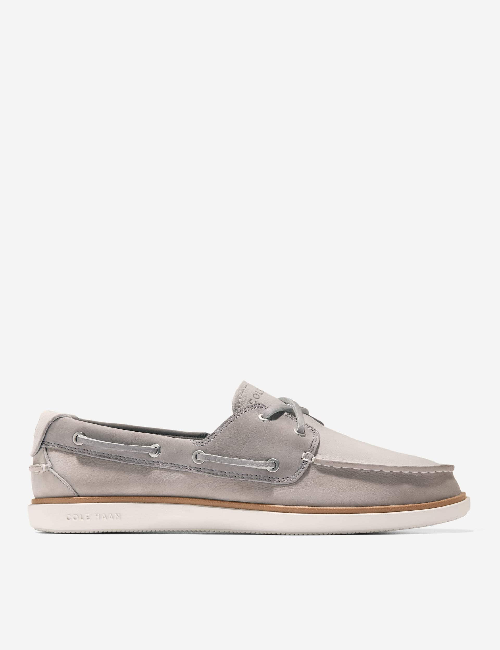 Cole Haan Men's Leather Slip-On Boat Shoes - 8 - Grey Mix, Grey Mix