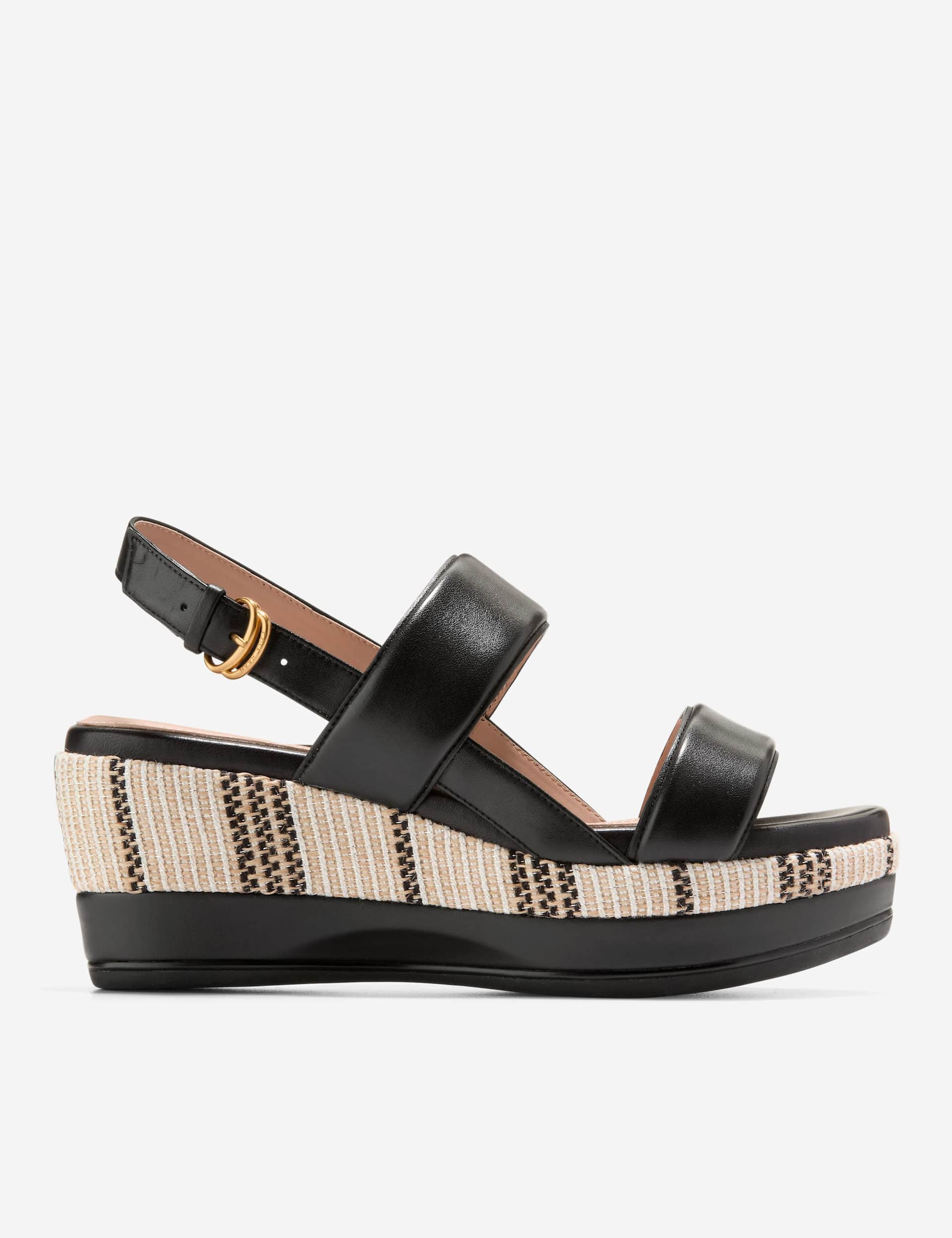 Cole Haan Women's Leather Ankle Strap Wedge Sandals