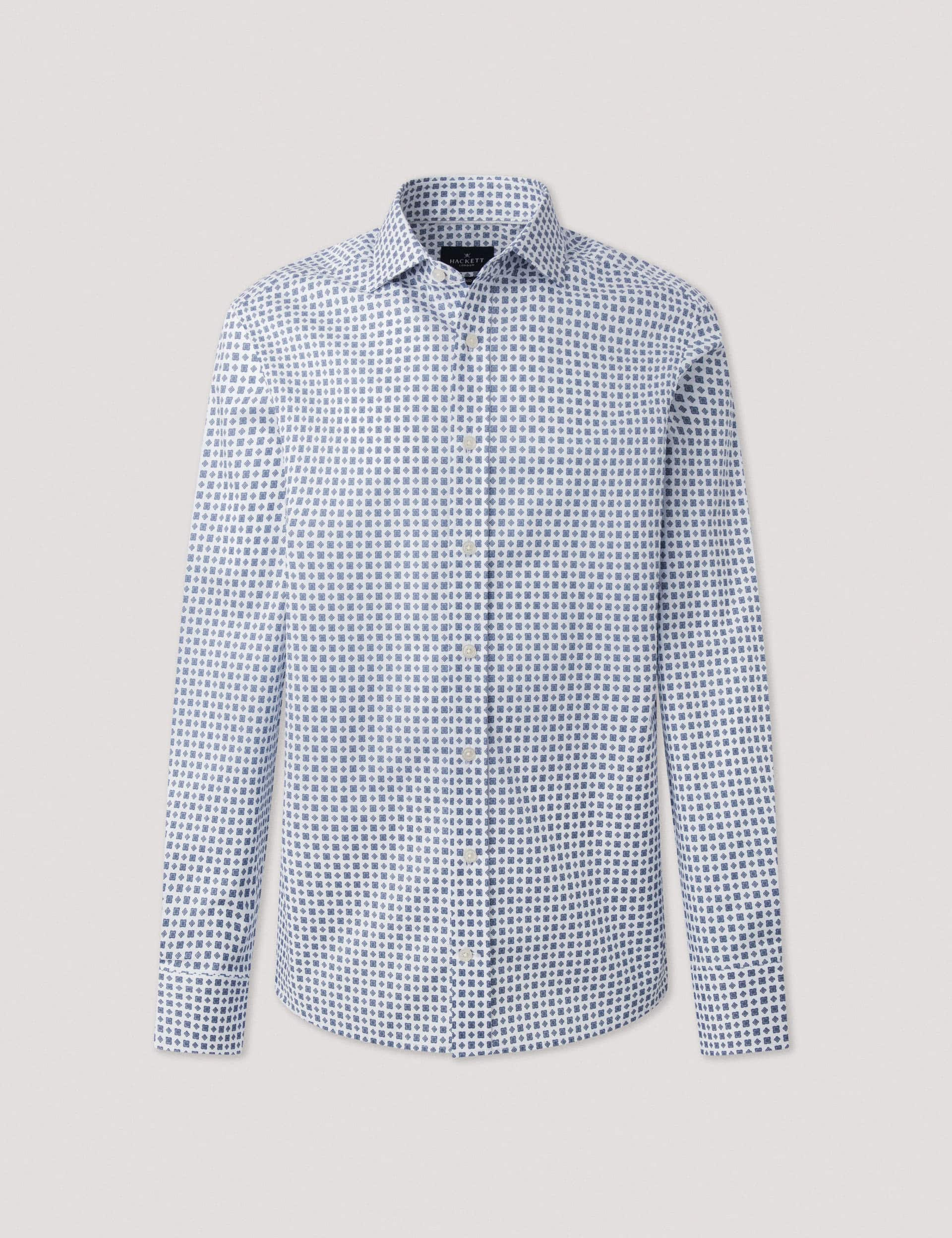 Hackett Men's Pure Cotton Foulard Print Oxford Shirt - M - Blue Mix, Blue Mix