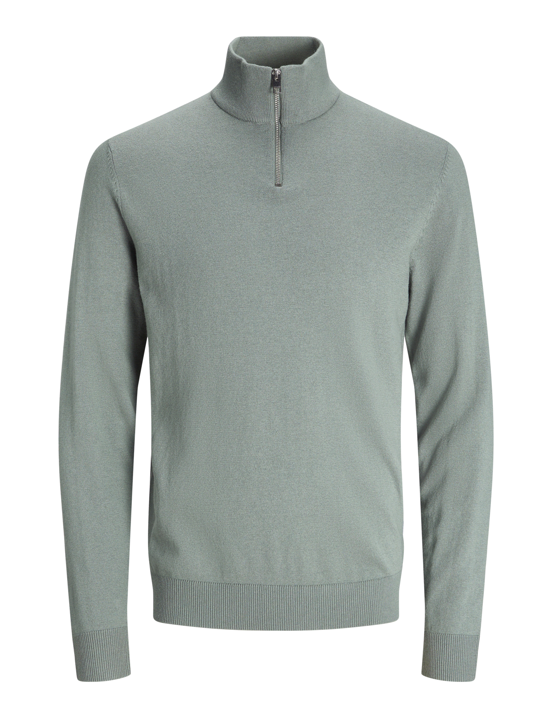 Jack & Jones Men's Cotton Rich Funnel Neck Half Zip Jumper - Green, Green