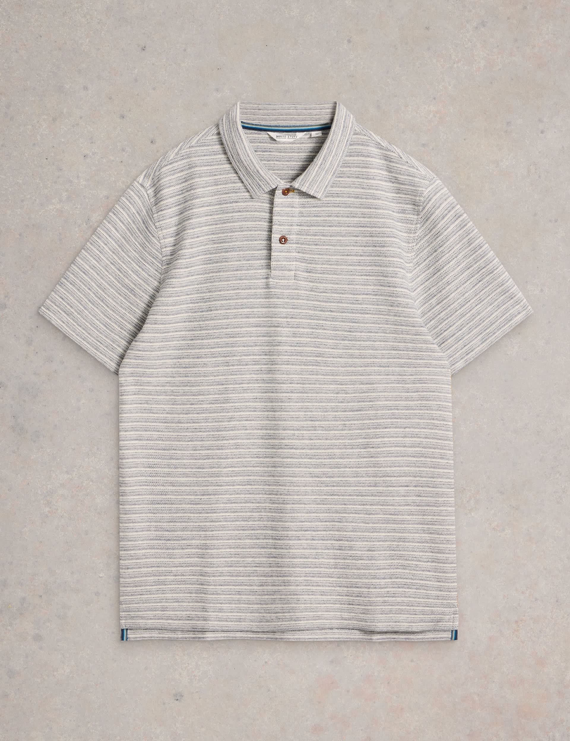 White Stuff Men's Pure Cotton Striped Polo Shirt - M - Navy Mix, Navy Mix