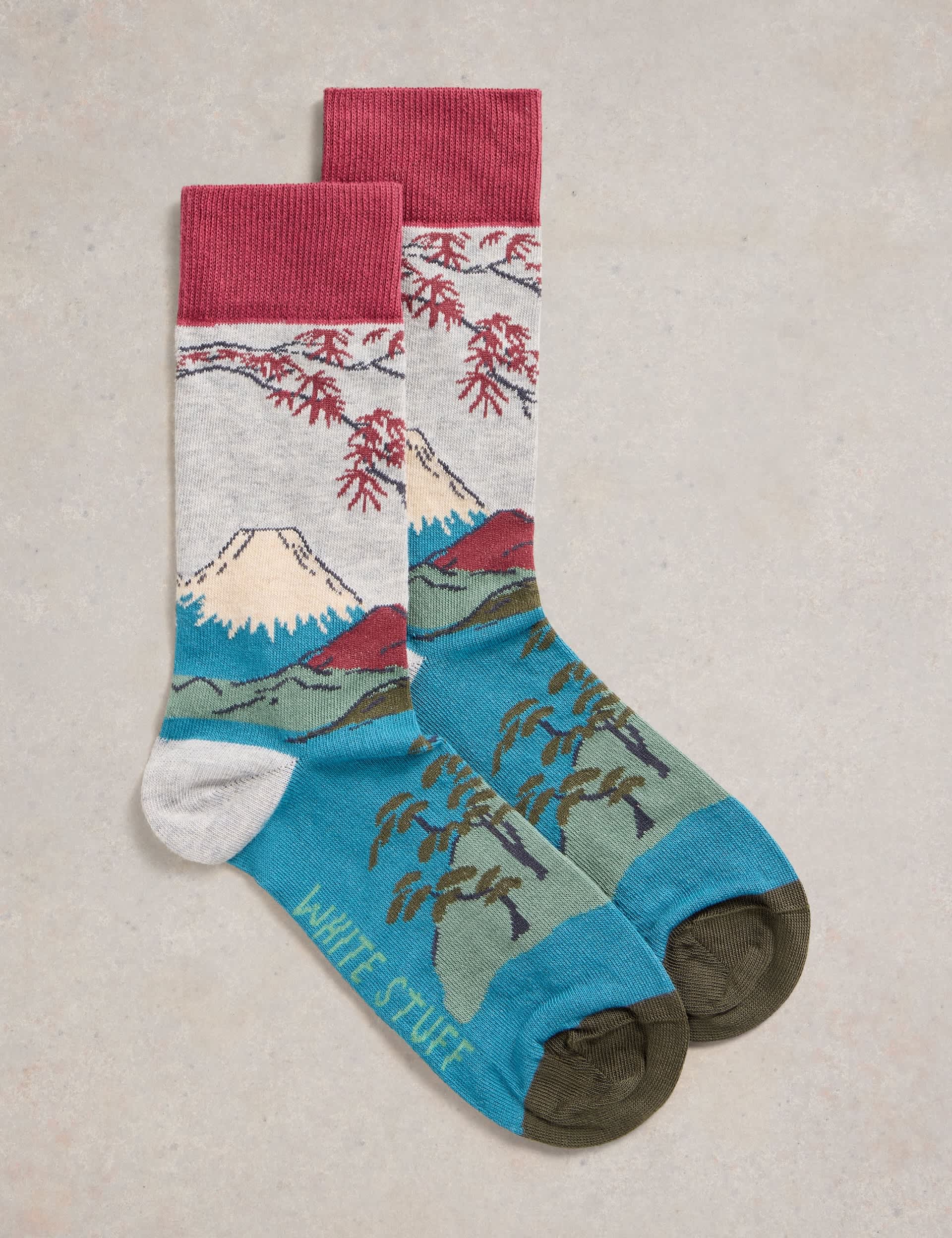 White Stuff Men's Cotton Rich Mountain Socks - 7-9 - Teal Mix, Teal Mix