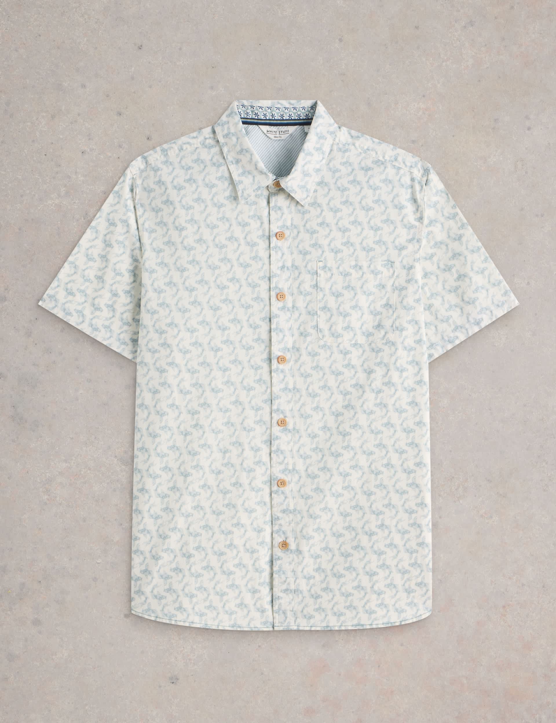 White Stuff Men's Cotton Rich Printed Shirt - M - White Mix, White Mix