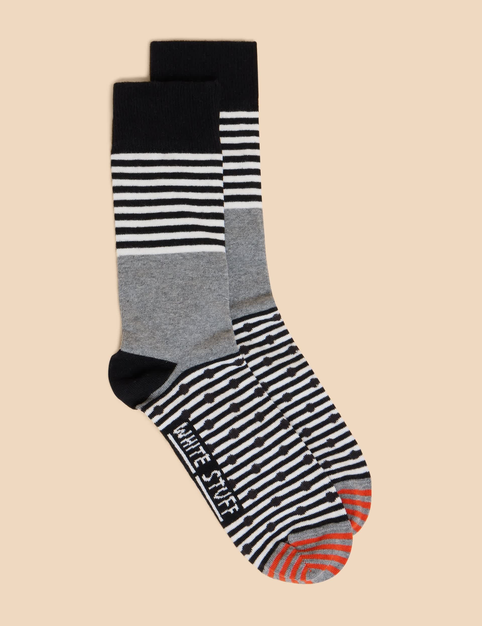 White Stuff Men's Hotch Potch Cotton Rich Socks - 7-9 - Grey Mix, Grey Mix