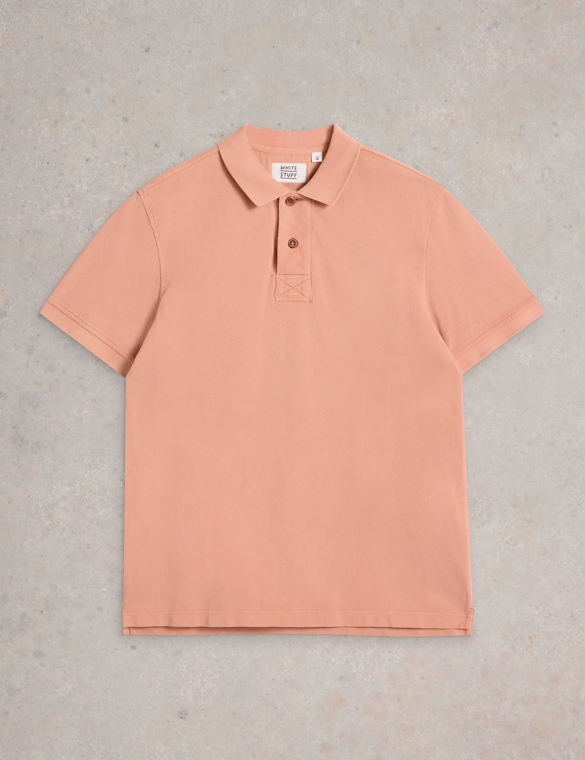 White Stuff Men's Pure Cotton Polo Shirt - Medium Pink, Dusty Blue,Medium Pink